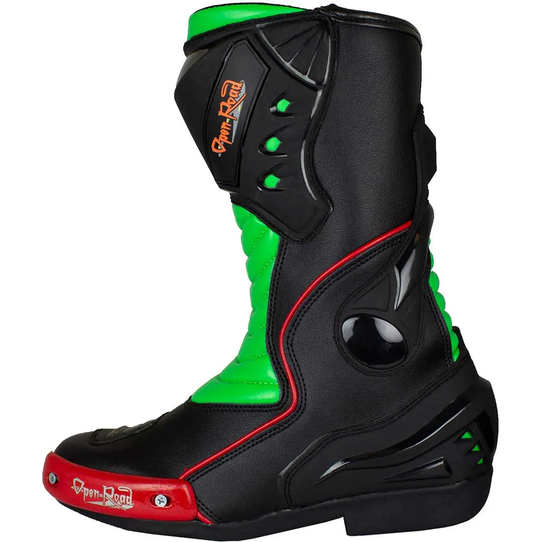 Open Road Men's Racing Boots - Lightweight Motorcycle Boots for Men, Durable & Comfortable Riding Shoes - Perfect for Motorcycle Racing, Cruising & Outdoor Adventures