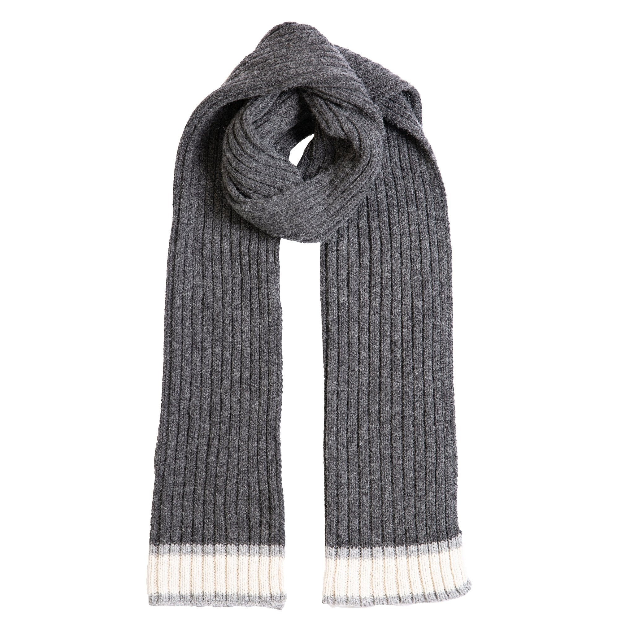 DENTS Stripe Knitted Scarf for Men & Women - Soft Warm Winter Accessory in Charcoal Grey - Perfect for Cold Weather, Outdoor Activities and Fashion Outfits