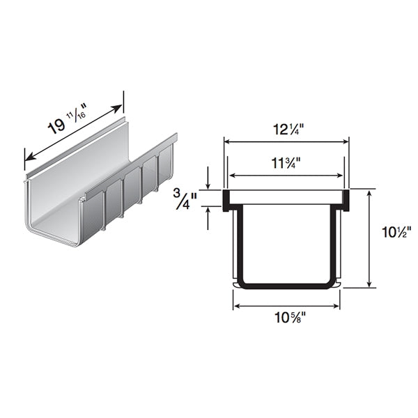 NDS 843 12x20 Deep Profile Channel - Heavy Duty Drainage Channel for Driveways, Parking Lots & Commercial Areas