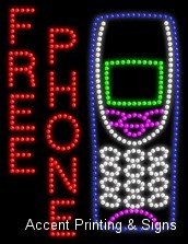 LED Free Phone Sign for Business Displays - Rectangle Electronic Light Up Sign (26