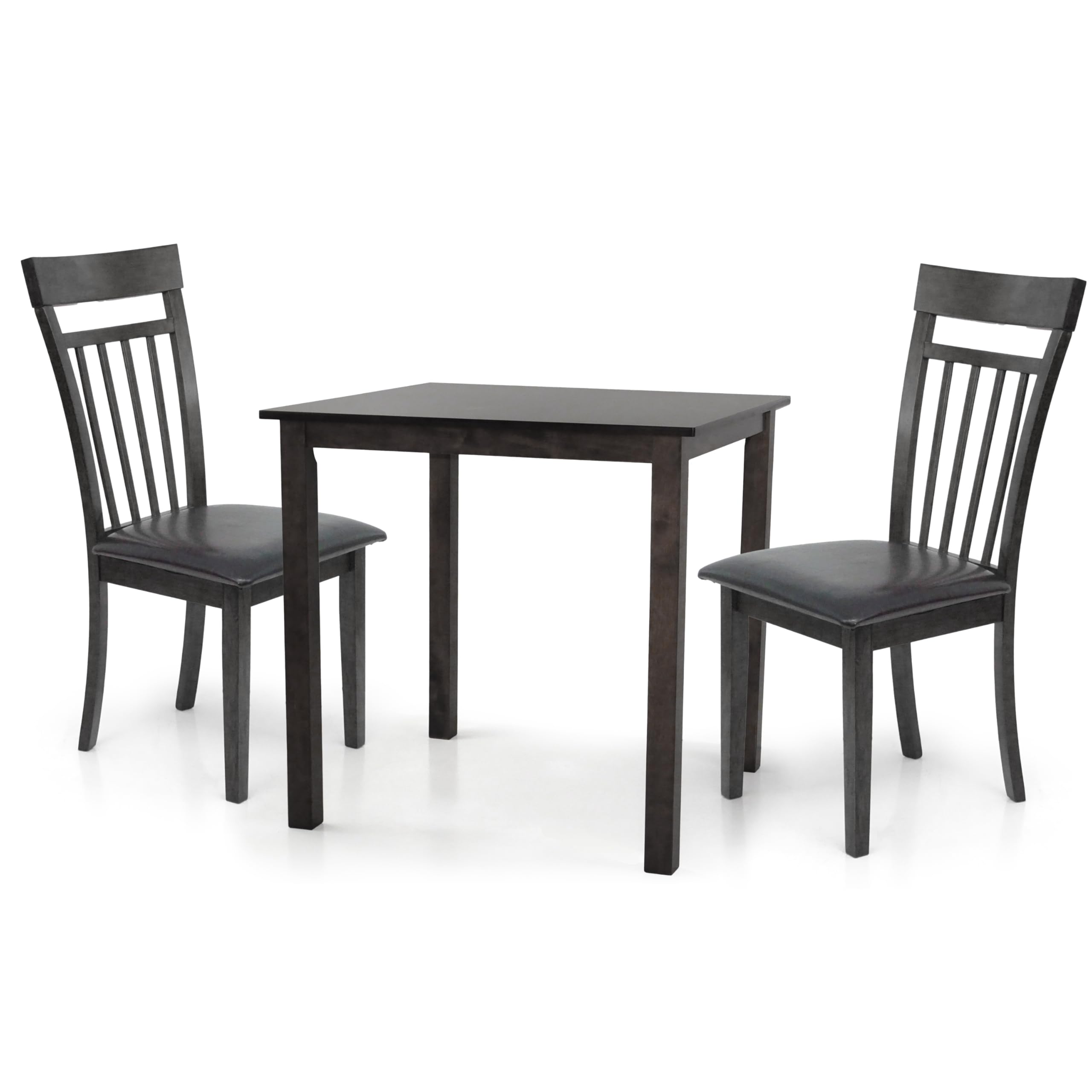 3-Piece Square Dining Table Set with 2 Classic Wood Chairs in Espresso Black - Perfect for Small Kitchens, Breakfast Nooks & Cozy Apartments