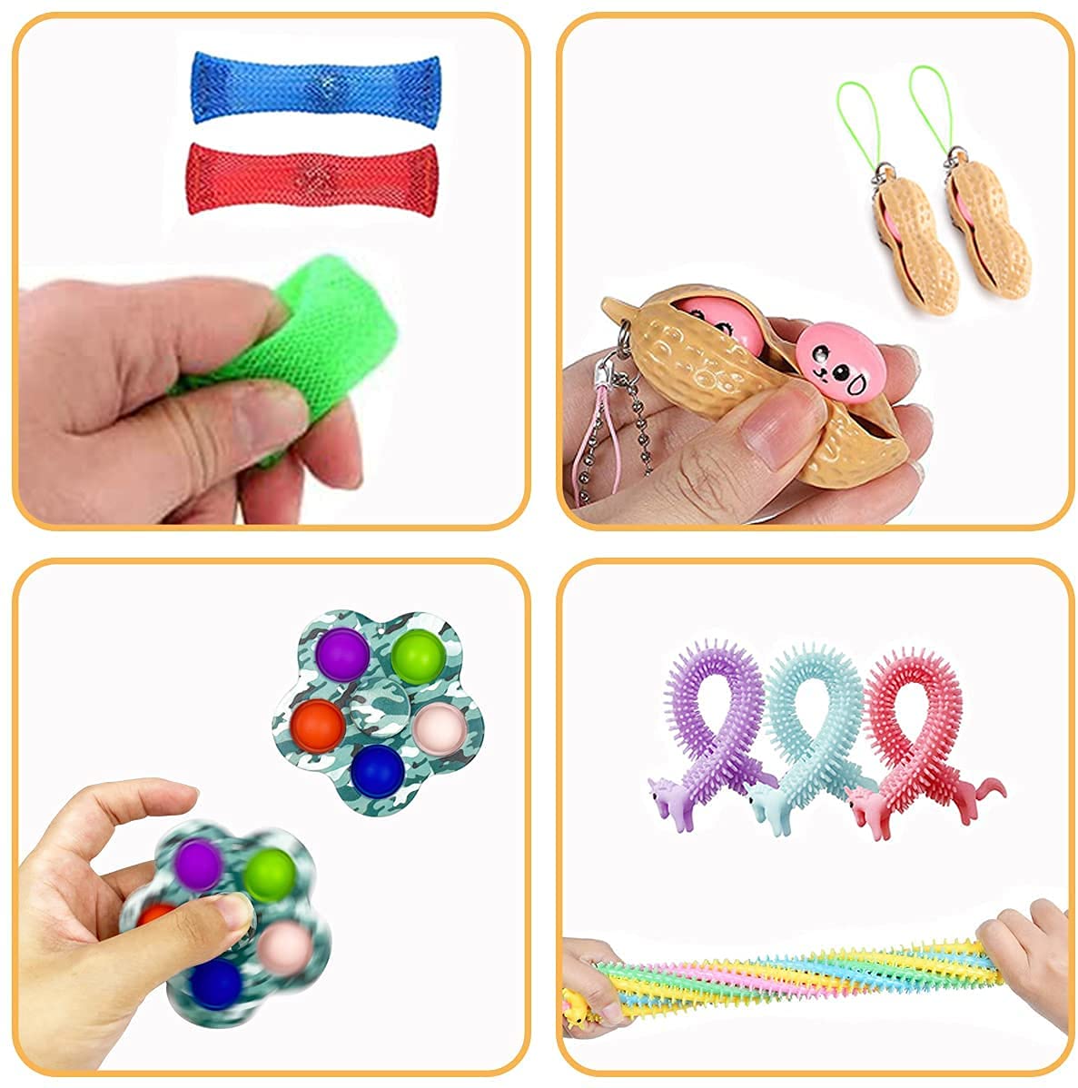 24-Piece Fidget Toys Pack Set - Stress Relief & Anti-Anxiety Sensory Toys for Kids & Adults | Pop Fidgets, Pumpkin & Apple Shapes | Perfect for ADHD, Autism, Office & Classroom Use