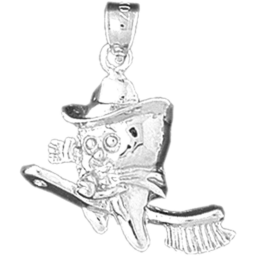 14K White Gold Tooth & Toothbrush Pendant Necklace - 23mm Dental Jewelry for Dentists, Hygienists & Dental Students | Perfect Gift for Dental Professionals & Graduation