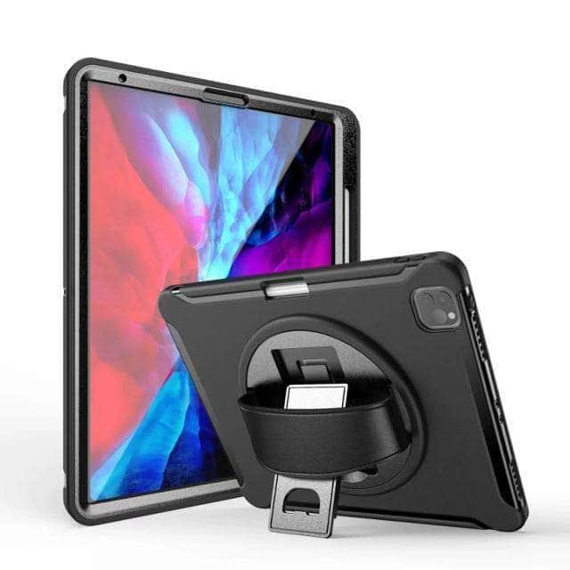 Shockproof Armor Case for iPad Pro 12.9 (2021) with Pencil Holder & Adjustable Hand Strap - Perfect for Artists, Students & Professionals On-The-Go