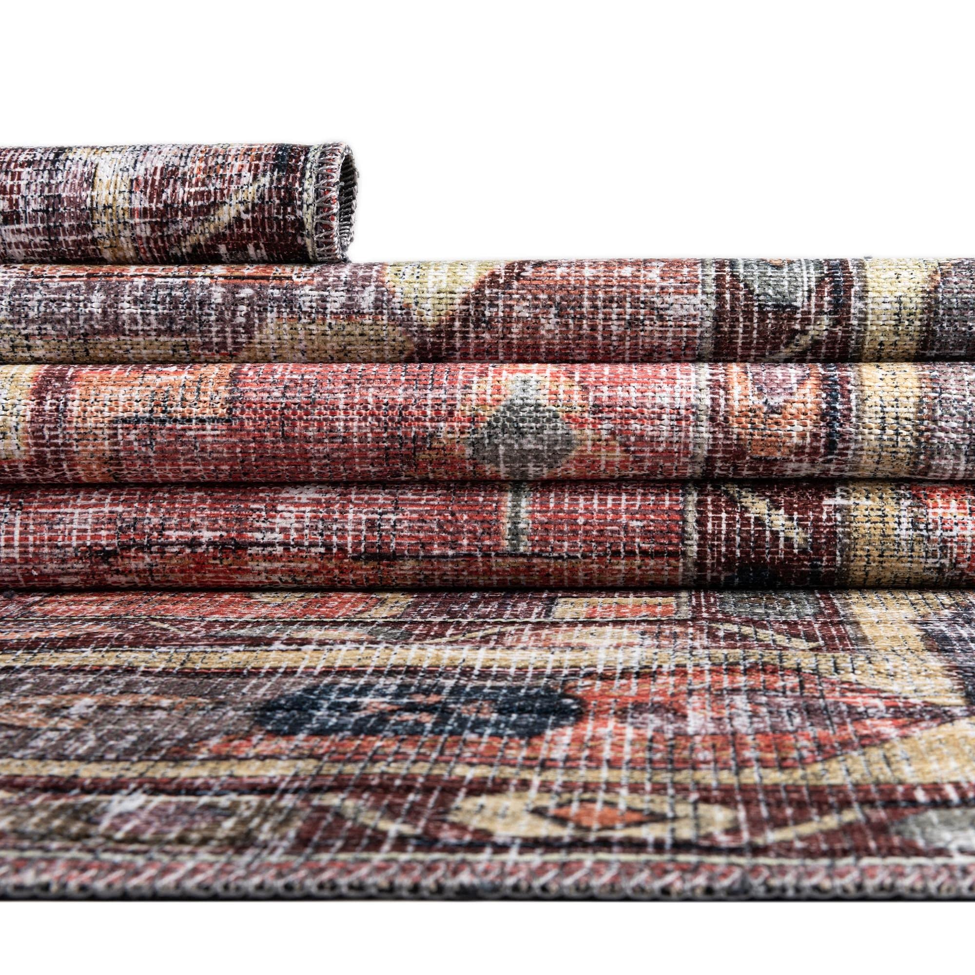 Washable 5' x 8' Oval Pink Low-Pile Rug - Maahru Collection by Rugs.com | Soft & Durable for Living Rooms, Dining Areas & Open Spaces | Easy-Clean Home Decor for High-Traffic Areas