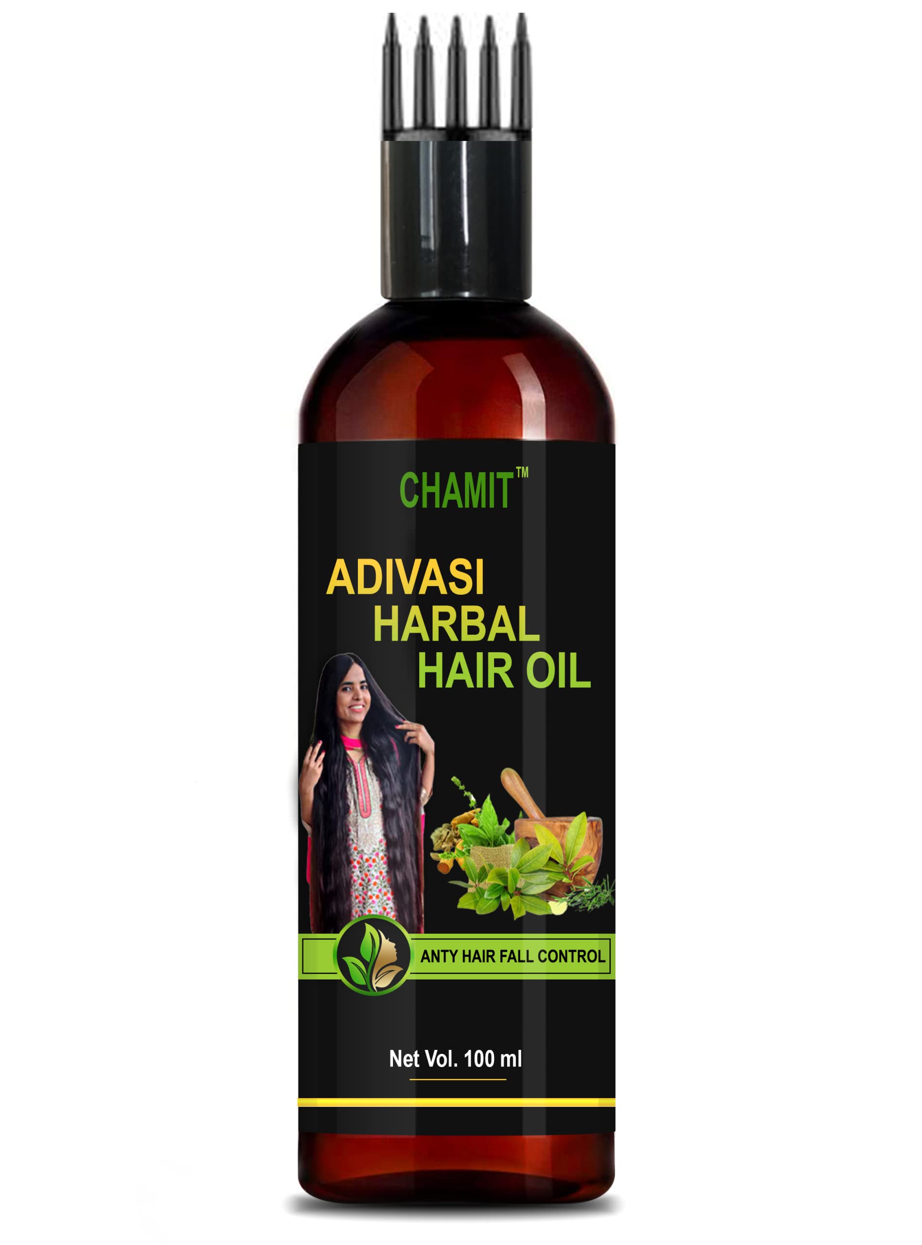 CHAMIT 2x Faster Herbal Hair Growth Oil - 100% Natural Ingredients for Thicker, Longer Hair - Perfect for Daily Scalp Massage & Hair Care Routine