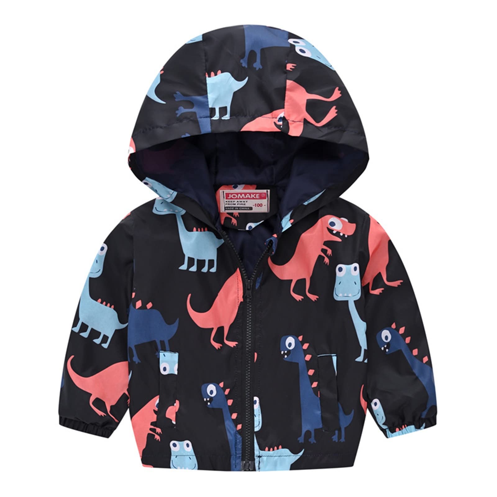 **Dinosaur Hoodie Windbreaker Jacket for Toddlers 1-5T - Lightweight Boys Girls Outerwear for Fall & Spring - Perfect for Playdates, Outdoor Adventures & Cool Weather**