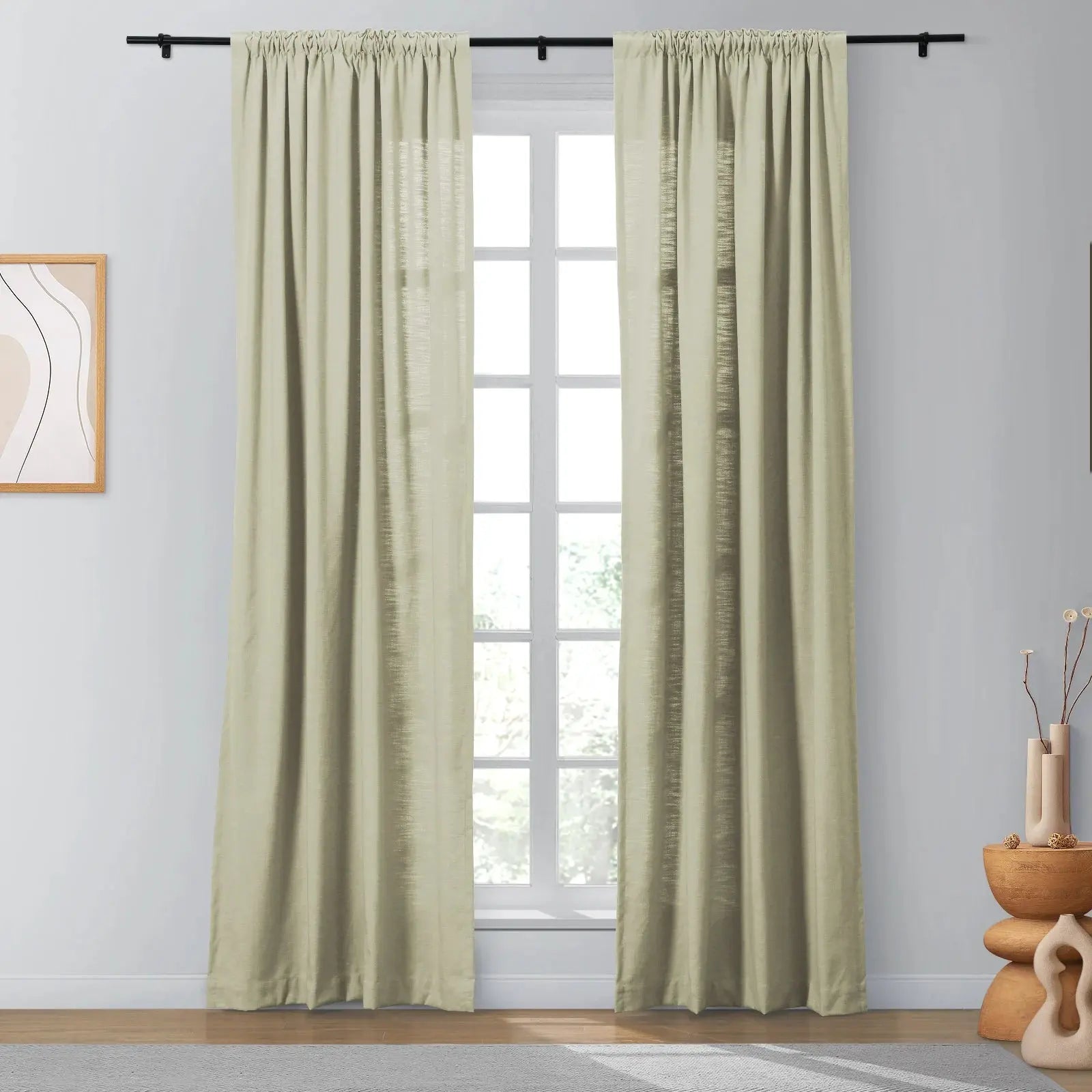 Isabella Heavyweight Cotton Blackout Curtains - Soft Top Thermal Insulated Drapes for Living Room & Bedroom - Noise Reducing & Energy Saving Window Treatments