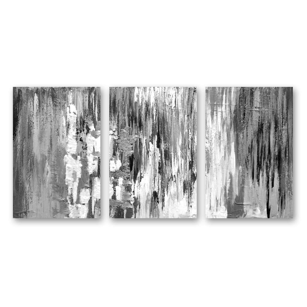 Wall26 3-Panel Abstract Black and White Canvas Wall Art - Modern Framed Paintings for Bedroom & Living Room Decor (24x36 Inches, Set of 3) | Perfect for Contemporary Home & Office Interior Design