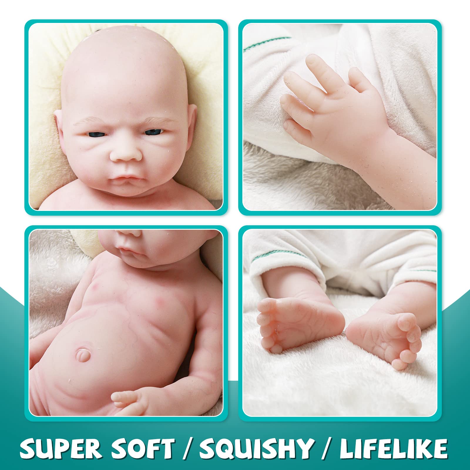 **AISITE 18 Inch Realistic Reborn Baby Doll - Full Platinum Silicone Lifelike Baby Boy with Open Eyes, Perfect Christmas & Birthday Gift for Kids 3+ | Great for Role Play, Collecting & Emotional Comfort**