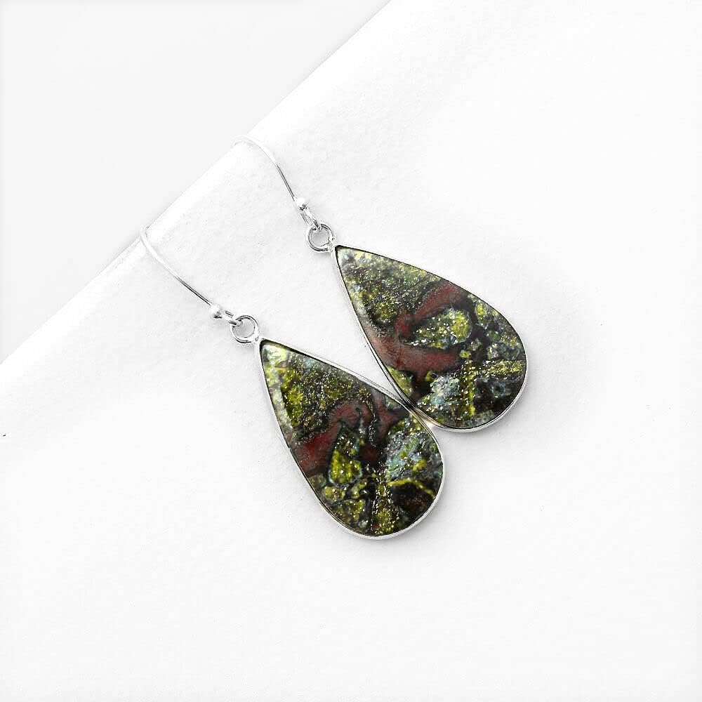 Dragon Blood Stone 925 Sterling Silver Earrings - Handmade Dangle Earrings for Women - Natural Gemstone Jewelry with French Hook - Elegant Gift for Birthday, Anniversary & Special Occasions