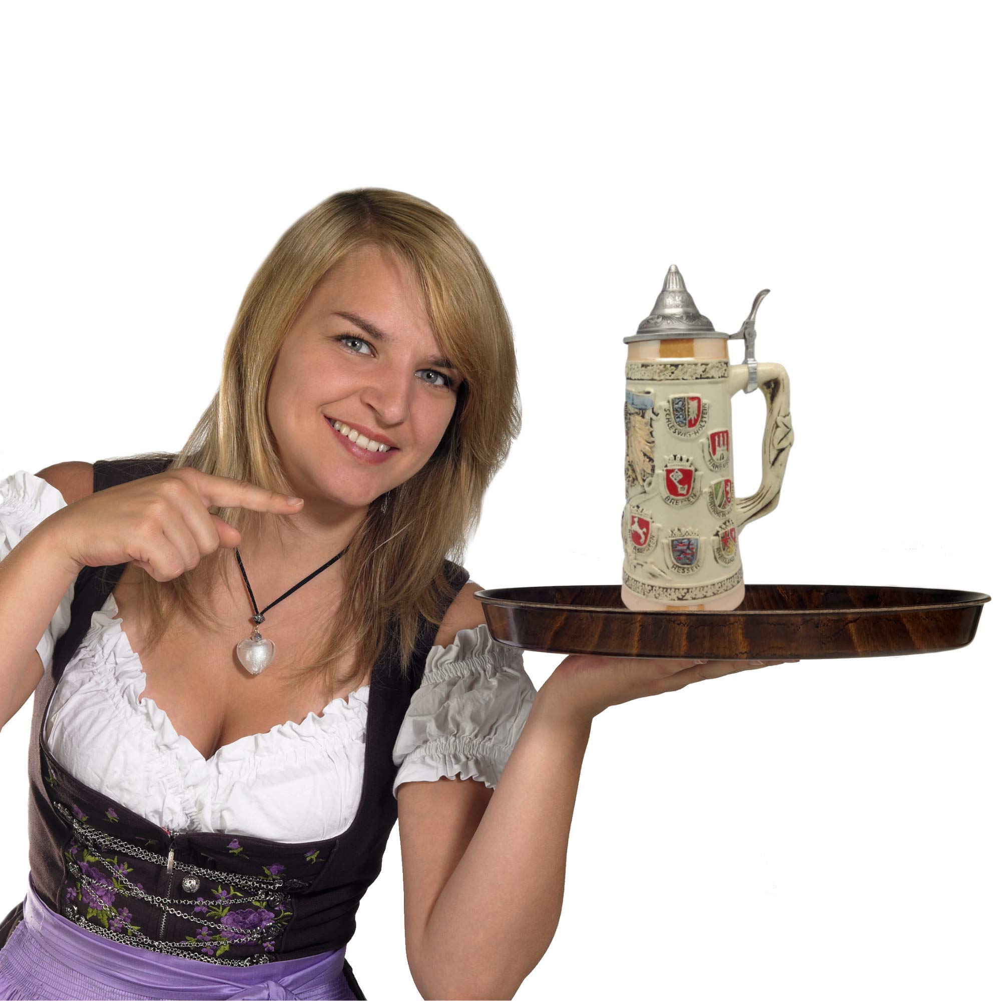 1.1 Liter Oktoberfest Beer Stein – Engraved German Adler (Eagle) Medieval Coat of Arms Collectible Beer Mug with Lid – Perfect for Oktoberfest, Home Bars, Gifts for Beer Lovers & German Culture Enthusiasts