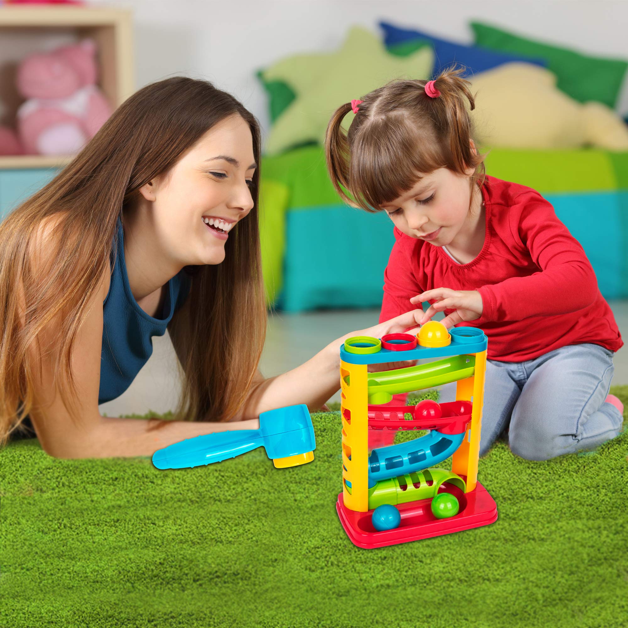 Durable Pound A Ball Toy for Toddlers - Stacking & Learning Montessori Hammer Activity Set for Boys & Girls Ages 1-3 | STEM Educational Developmental Toy | Perfect Birthday Gift for Active Play & Early Learning