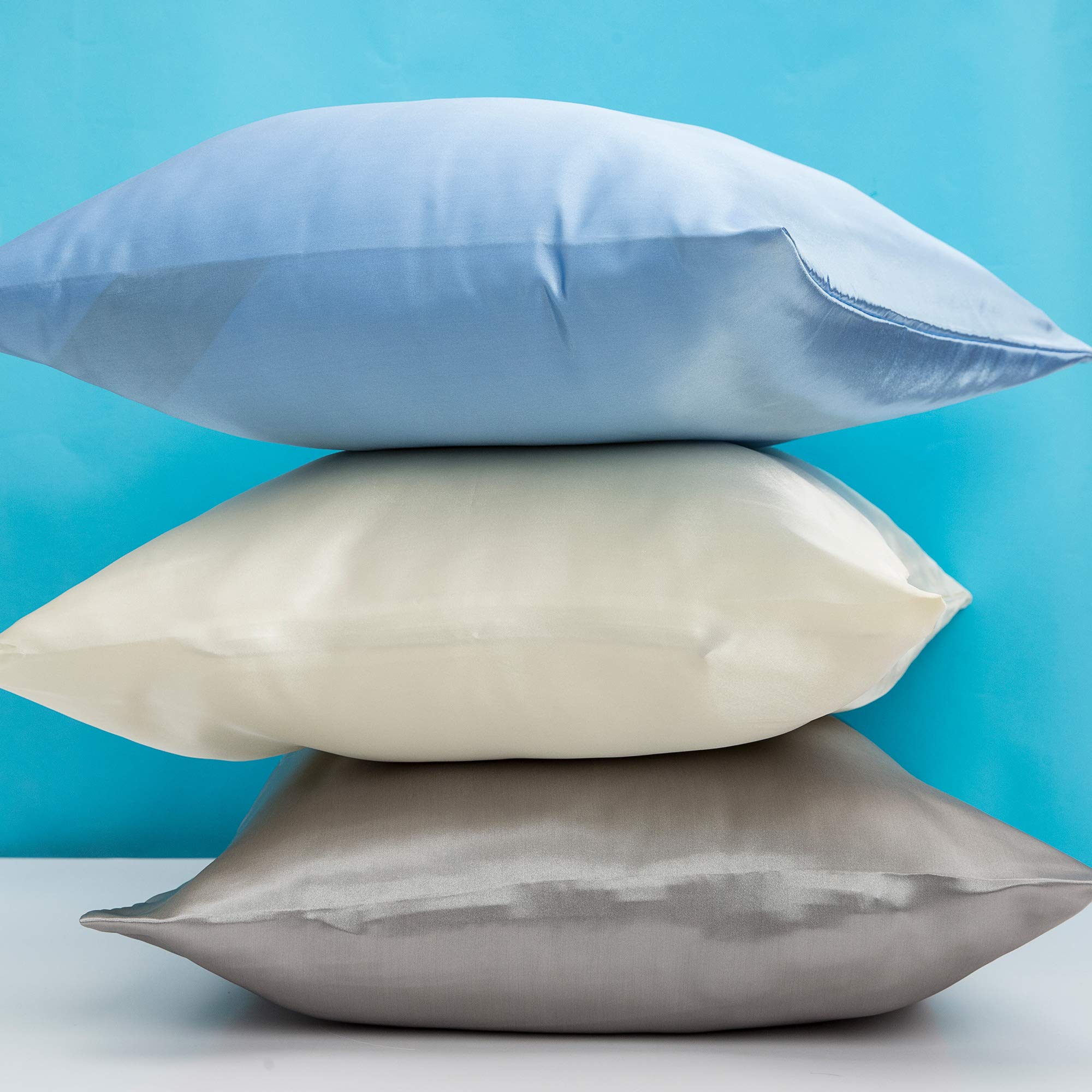ENETIX Silk Satin Pillowcase for Hair and Skin Care - 2 Pack with Hidden Zipper, Hypoallergenic & Acne-Free Standard Size (50×70cm) Champagne - Perfect for Beauty Sleep, Travel & Sensitive Skin