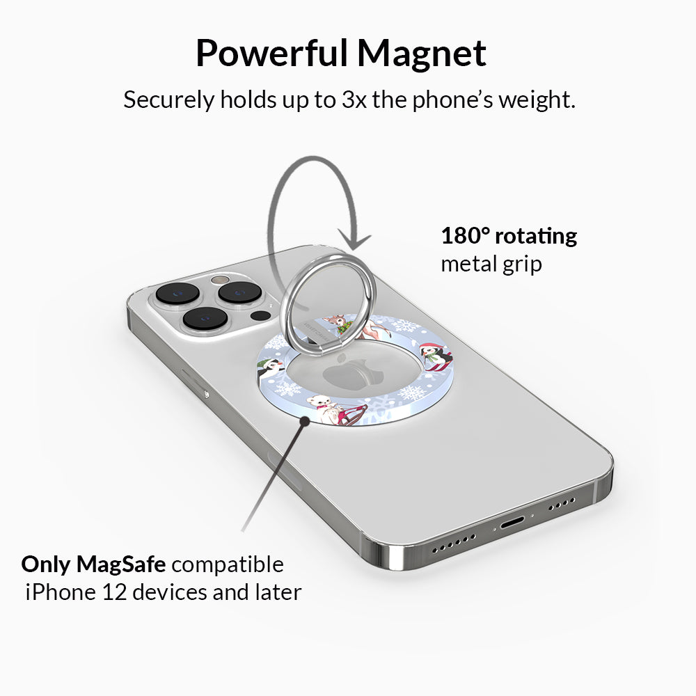 Winter Wonderland Baby Animals MagSafe Grip Ring - Cute Phone Holder for iPhone 14/13/12, Anti-Drop Sticker for MagSafe Cases - Perfect for Holiday Gifts, Travel & Daily Use