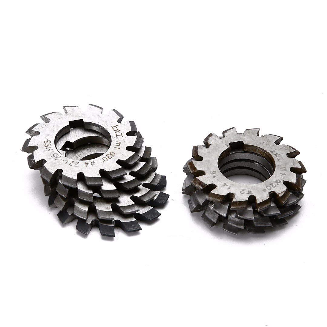 8-Piece HSS Involute Gear Cutters Set - M1 Module PA20 20° Pressure Angle (No.1-8) for Precision Gear Cutting - Perfect for DIY, Machinery Repair & Metalworking Projects