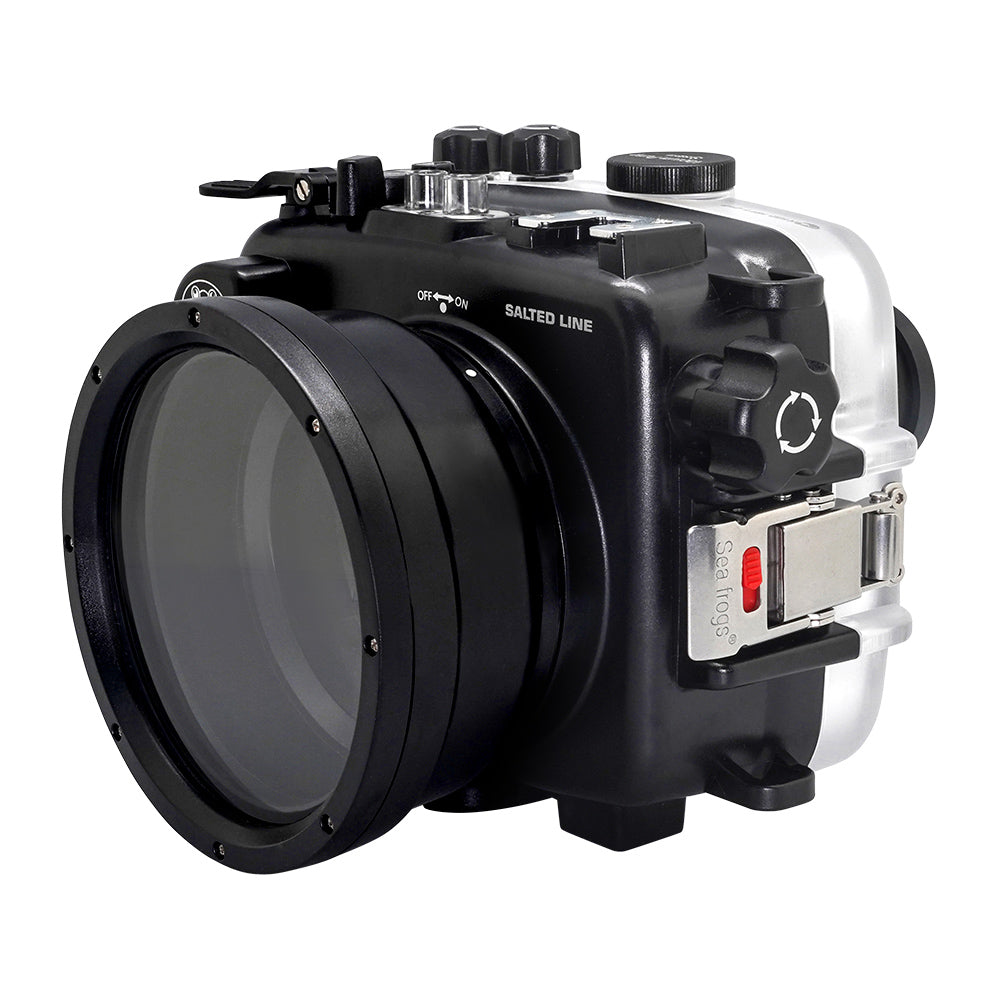 SeaFrogs 60M/195FT Underwater Waterproof Housing Case for Sony A6xxx Series Cameras - Salted Line Edition with Pistol Grip (Gen 3) - Perfect for Scuba Diving, Snorkeling & Underwater Photography