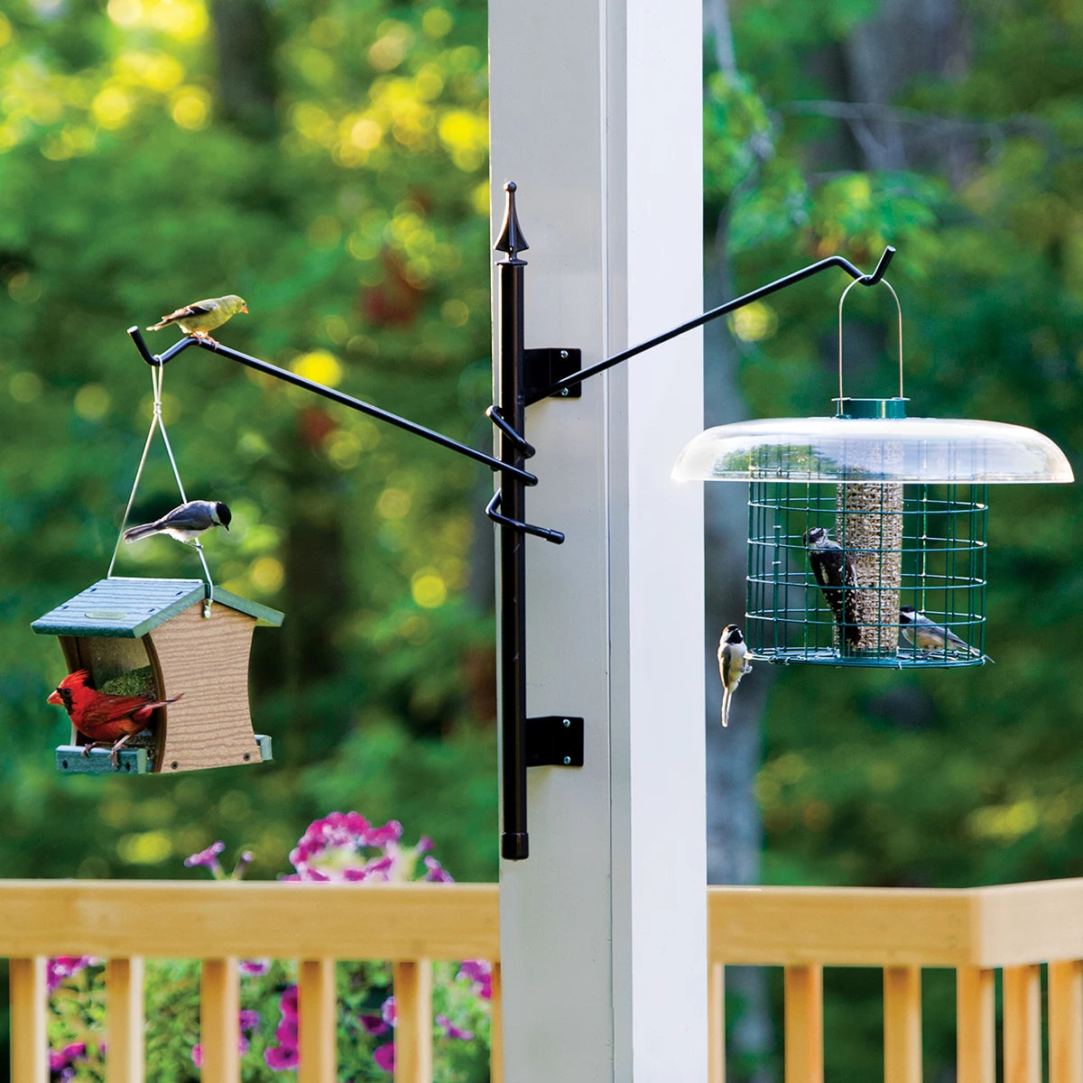 Adjustable Wall Mount Straight Pole with Straight Arms - Perfect for Hanging Plants, Curtains & Home Decor