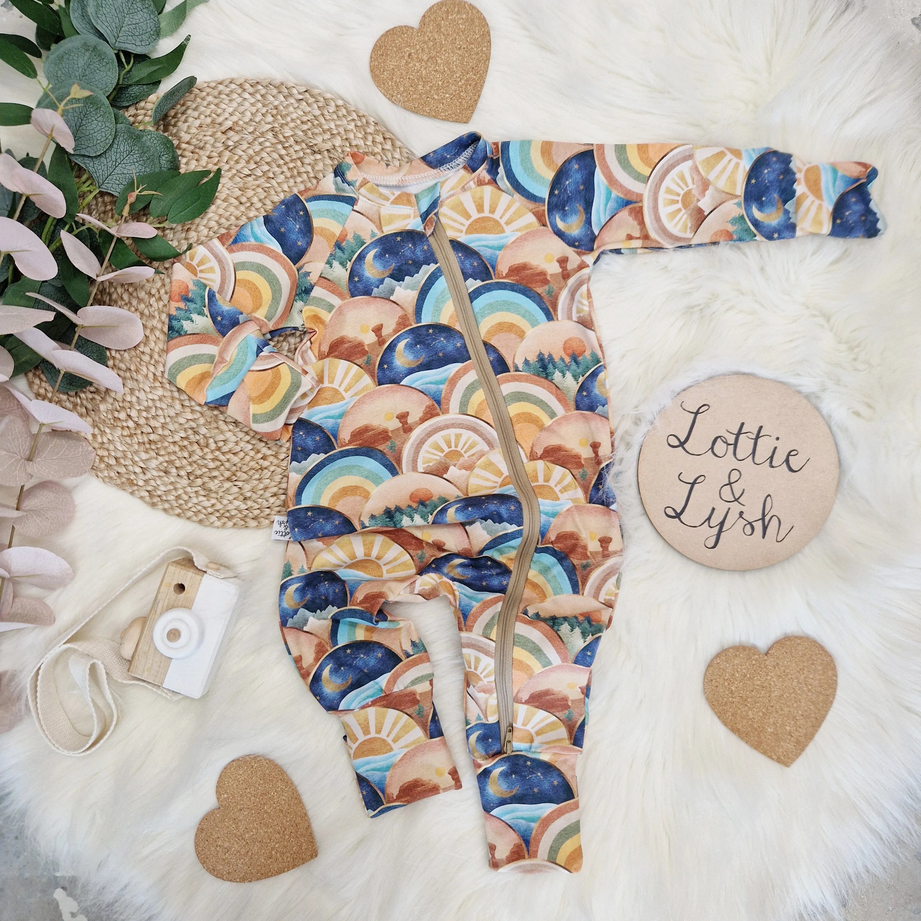 Boho Arcs Baby Bodysuit with Zipper - Soft & Stylish Infant Onesie for Newborns, Perfect for Playtime, Outings & Photo Shoots