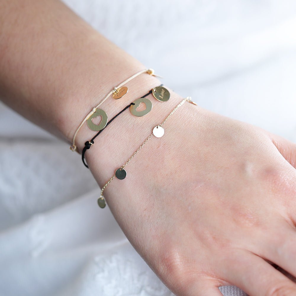 14k Solid Yellow Gold Coin Station Bracelet - Elegant Stackable Jewelry for Women, Perfect for Everyday Wear & Special Occasions
