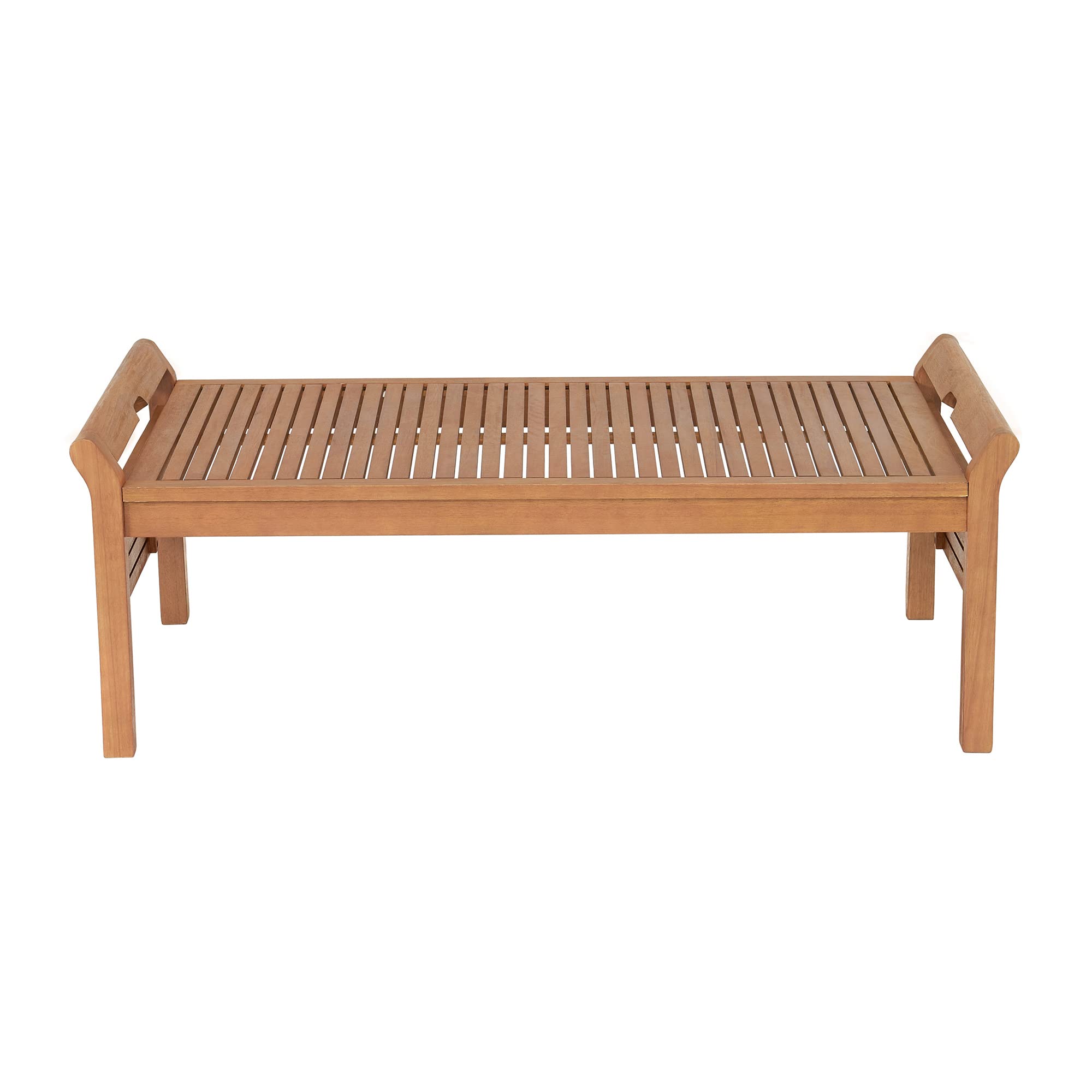 Premium 2-Piece Outdoor Patio Set with Eucalyptus Wood Bench & Coffee Table - Weather-Resistant Cushions, Natural Finish - Bench (57