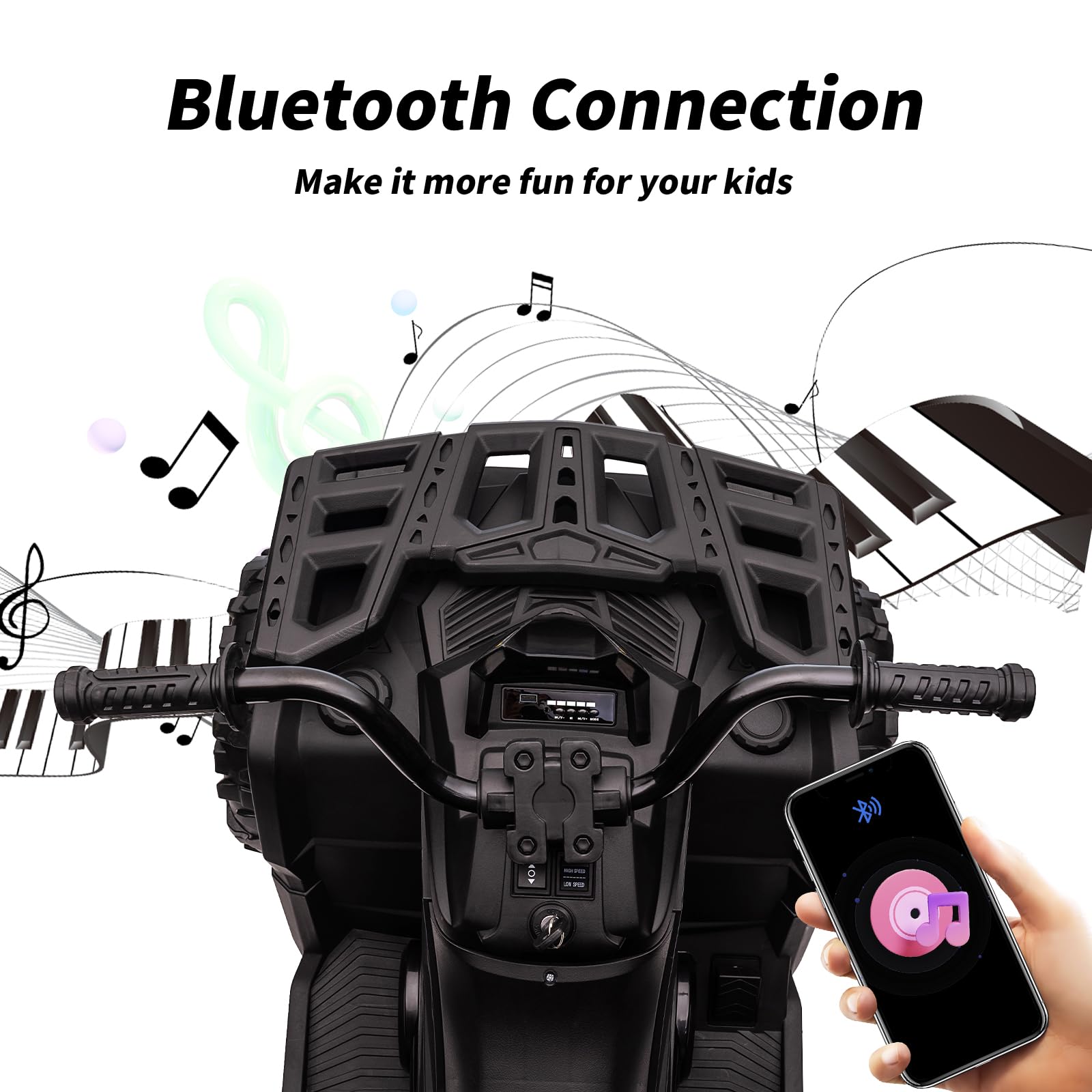 24V Kids ATV 4 Wheeler - 400W Motor Electric Ride On Toy Car for Big Kids, 2 Seater Black - Perfect for Outdoor Play, Backyard Adventures & Off-Road Fun