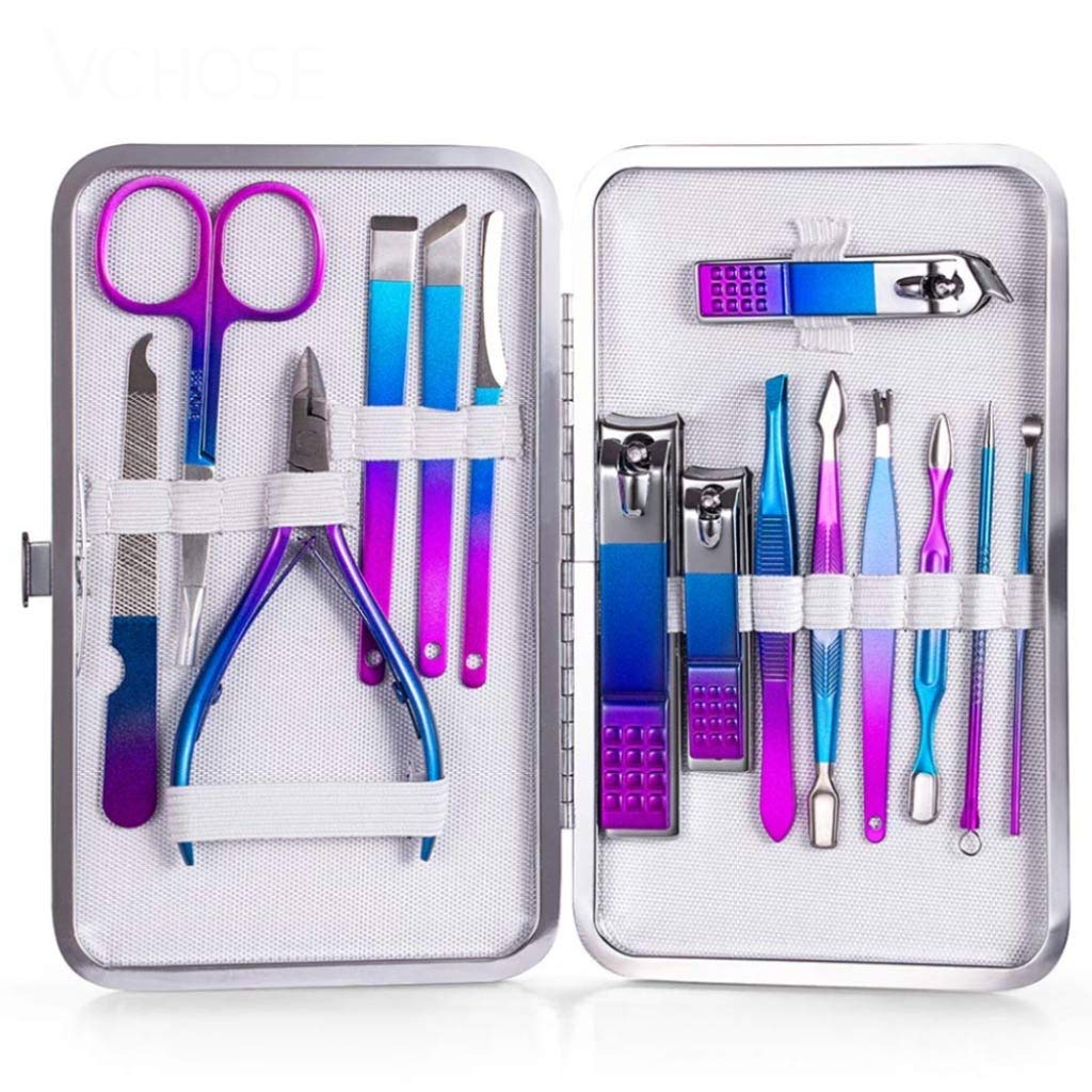 15PCS Professional Manicure Pedicure Set - Stainless Steel Nail Clippers, Cutters & Eagle Hook Tools Kit for Nail Art & Salon Care | Perfect for Home, Travel & Professional Use