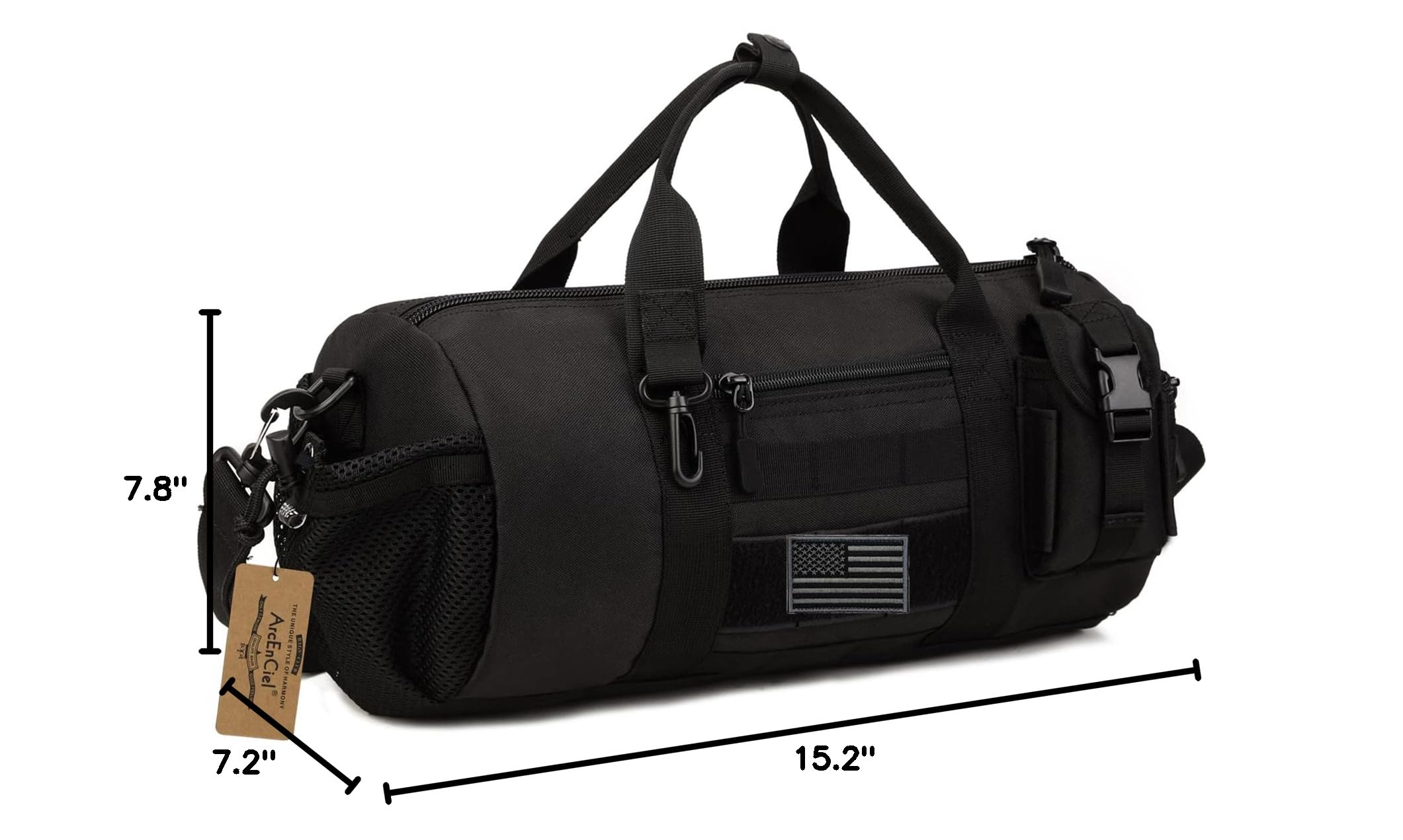 ArcEnCiel Tactical Duffle Bag for Men - Waterproof Gym Backpack with MOLLE System & Shoe Compartment - Military Style Shoulder Bag for Travel, Workout, Hiking & Outdoor Activities