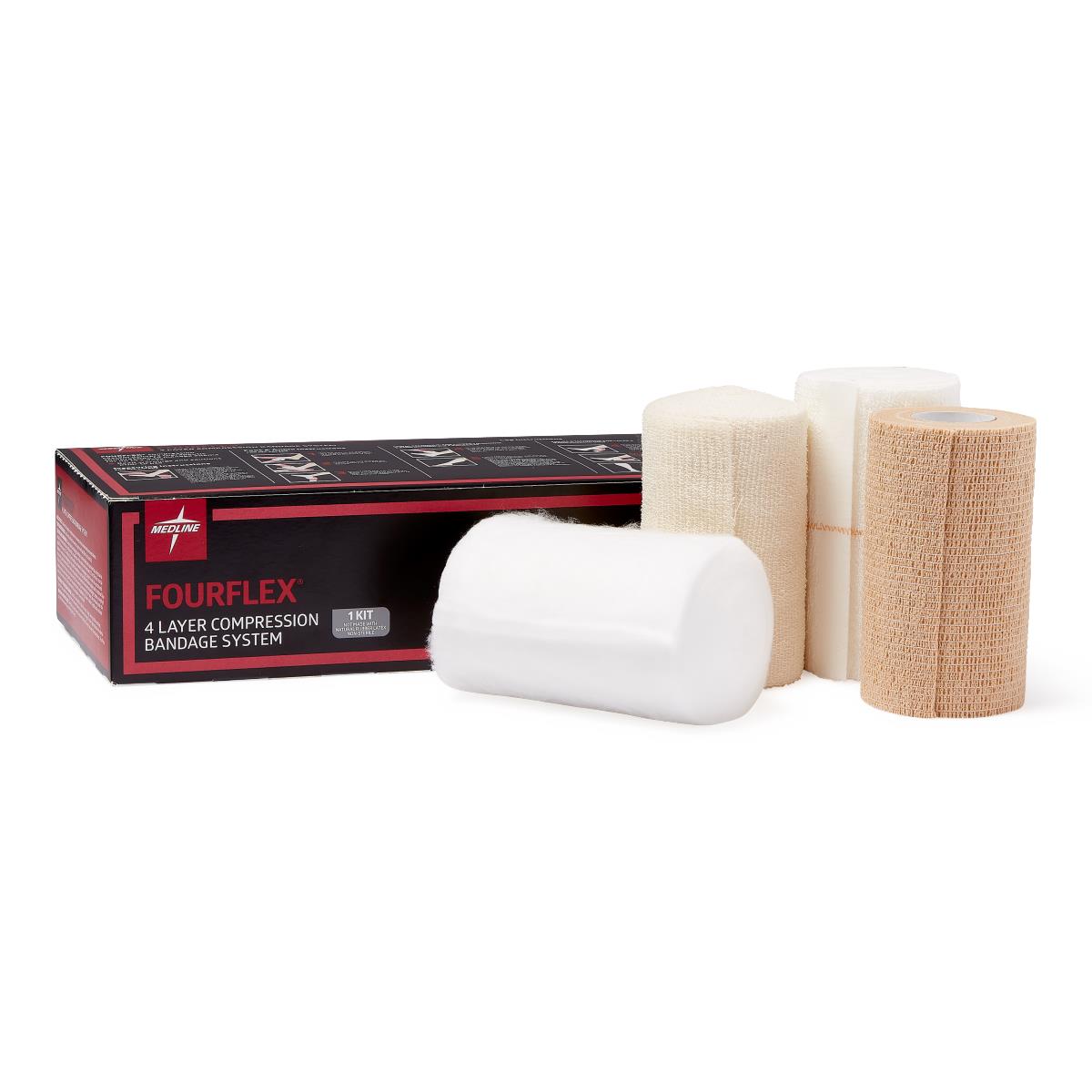 FourFlex Compression Bandage System (1 Kit) - Medical Grade Support for Sprains, Strains & Swelling - Ideal for Athletes, First Aid Kits & Post-Surgery Recovery
