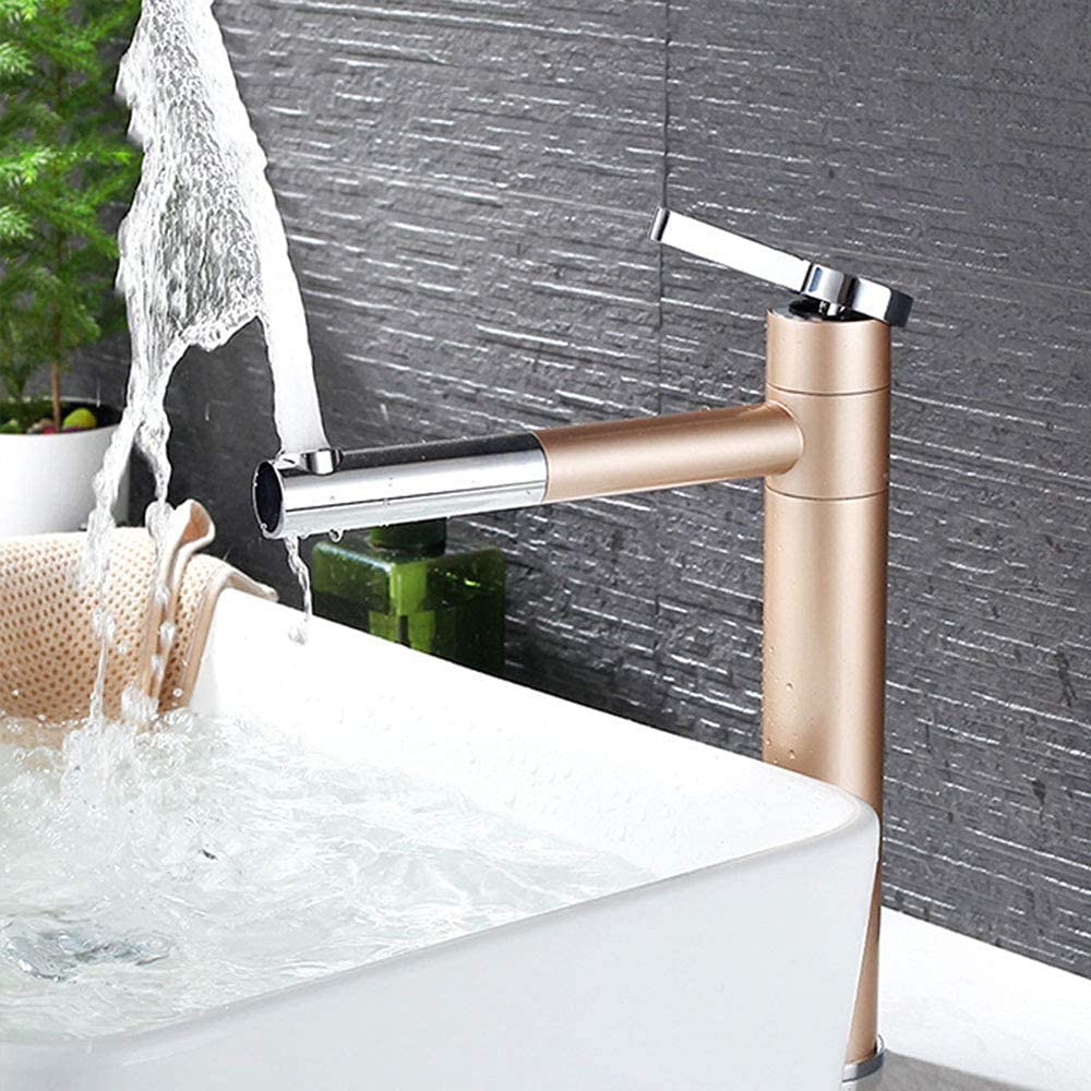 360° Swivel Bathroom Faucet - Modern Single Lever Basin Mixer Tap with High Arc Spout | Space-Saving Design for Small Bathrooms | Easy Hand Washing & Water Control | Perfect for Home, Hotel, Office Restrooms & Public Washrooms | Durable & Stylish Bathroom Upgrade