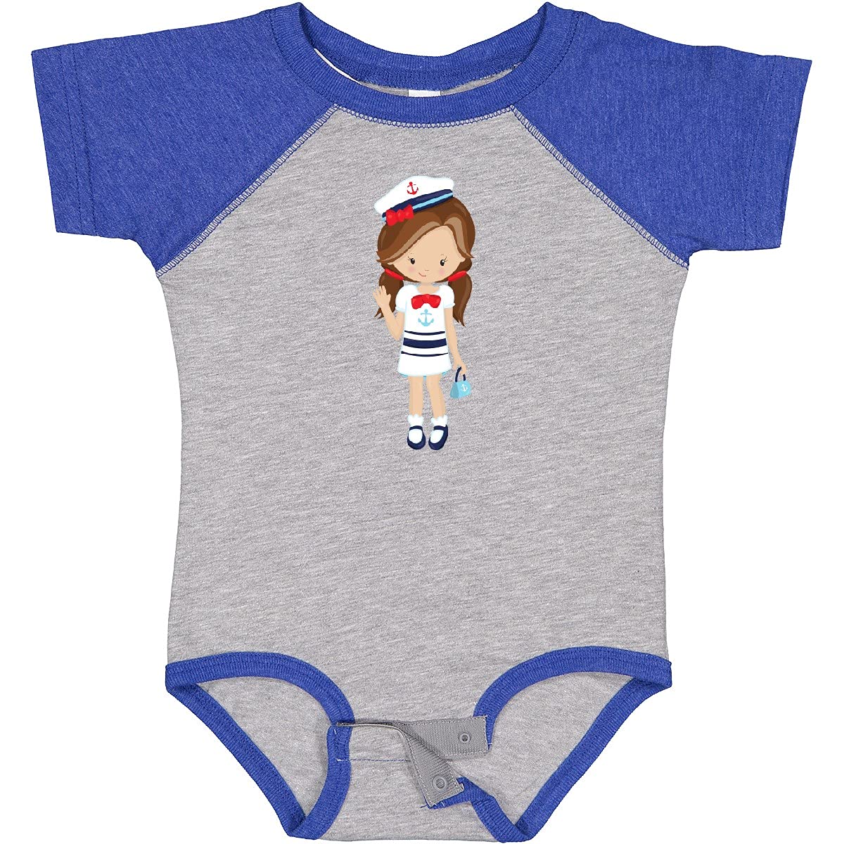 Inktastic Boat Captain & Skipper Cute Brown Hair Baby Bodysuit - Soft Cotton Infant Onesie for Nautical Theme Parties, Beach Outings & Photo Shoots