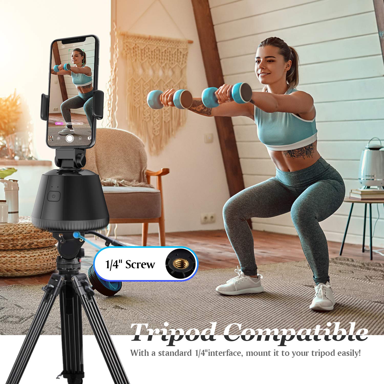 360° Smartphone Gimbal Stabilizer with Auto Tracking - Portable 3-Axis Handheld Stabilizer for Vlog, Live Streaming & Photography | Compatible with iPhone & Android Phones (Black) | Perfect for Travel Vlogging, TikTok Videos & Social Media Content Creation