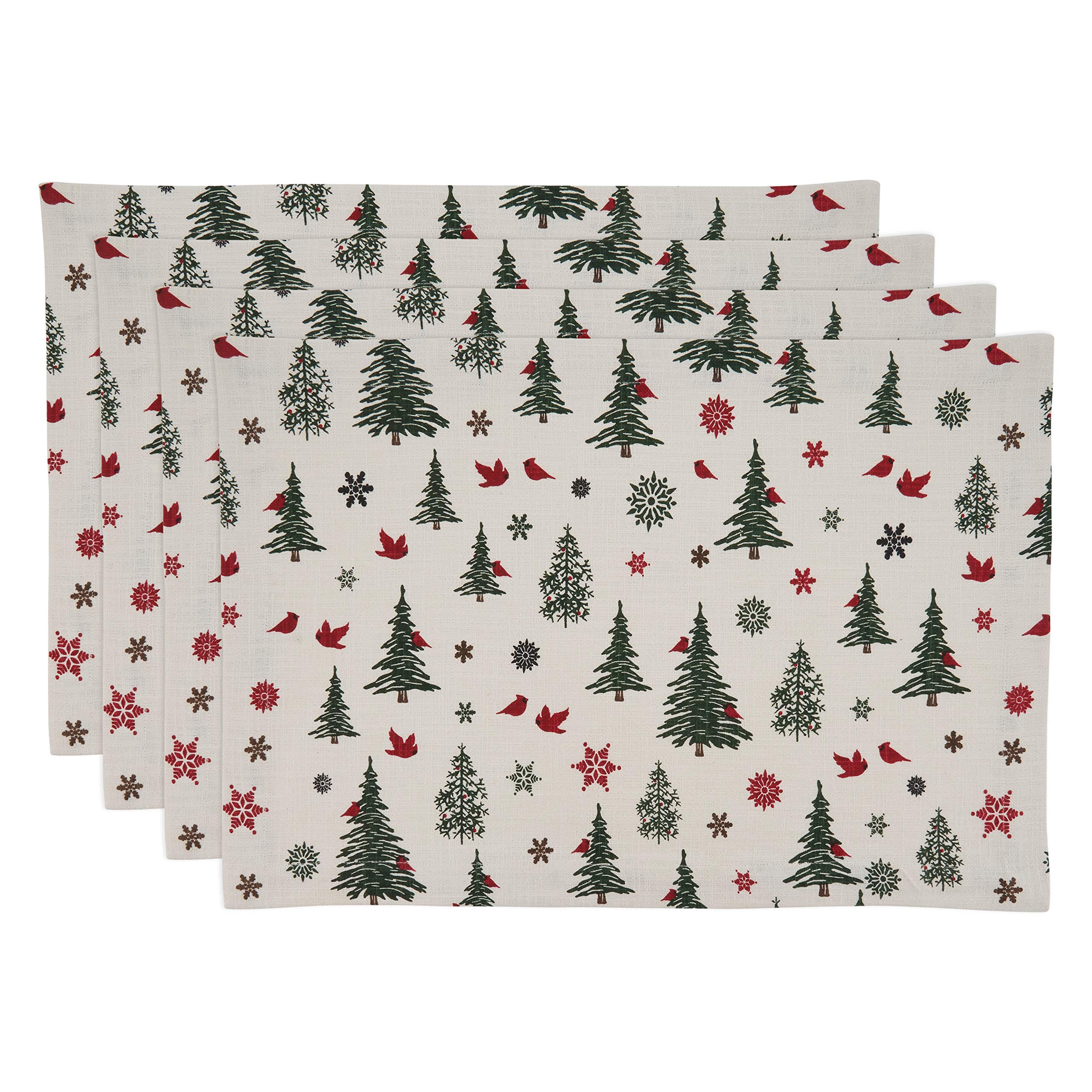 Christmas Tree & Snowflakes Holiday Placemats Set of 4 - Festive Table Decor for Christmas Dinner, Party, and Winter Home Decor
