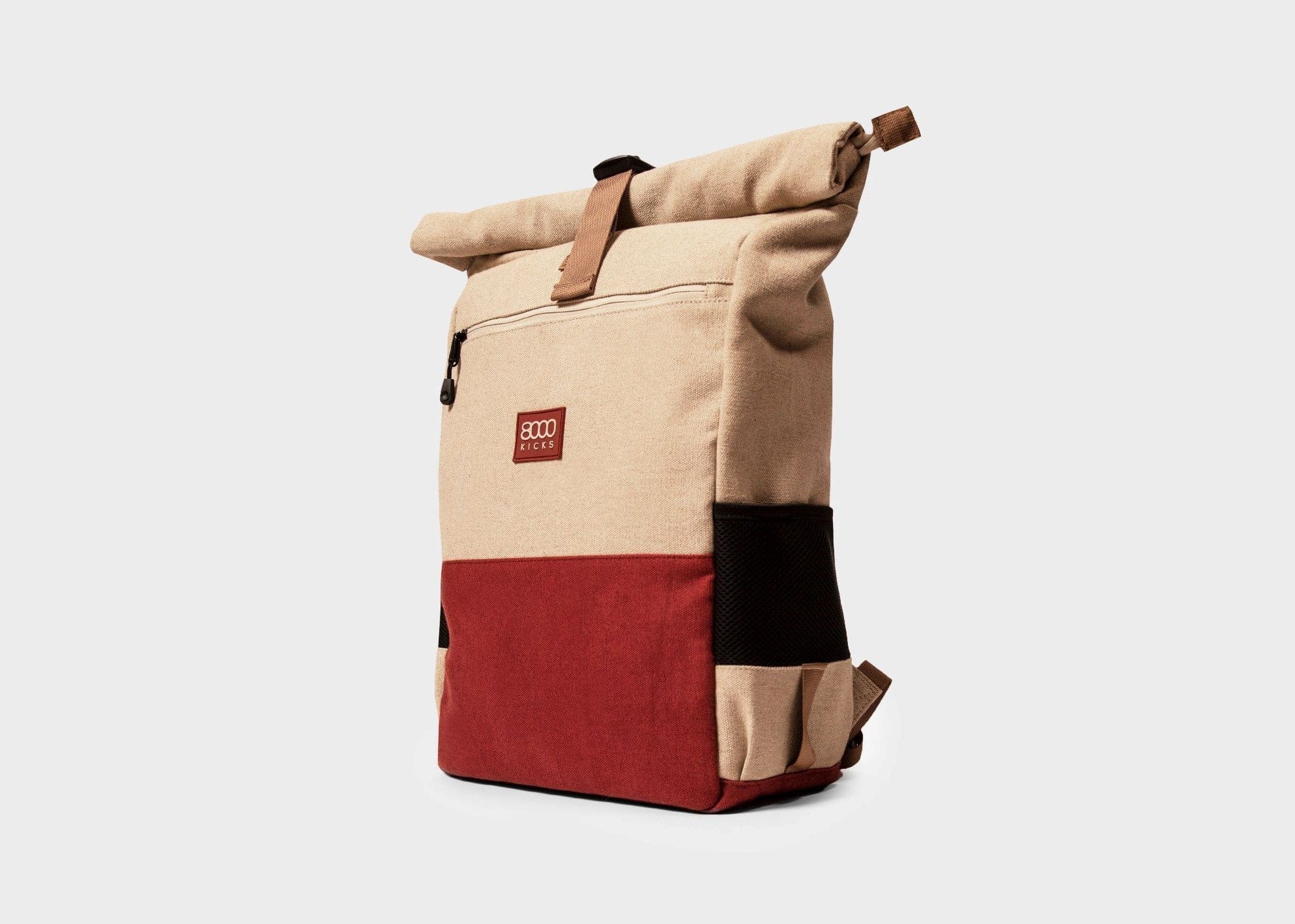 Eco-Friendly Vegan Hemp Backpack for Women & Men - Lightweight Beige & Red Casual Daypack for College, Travel, Hiking & Everyday Use