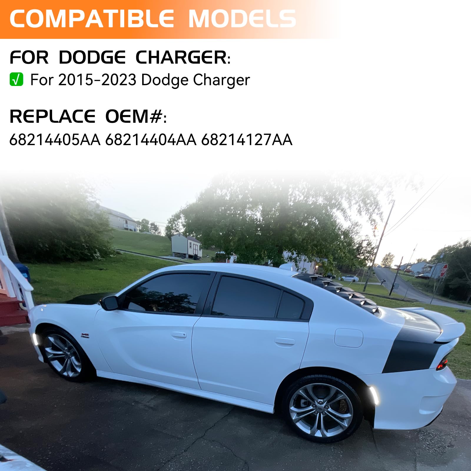 Smoked LED Side Marker Lights for Dodge Charger 2015-2023 - Dual Row Chips, Pure White Front & Rear Bumper Lights - Perfect for Night Driving and Custom Car Upgrades