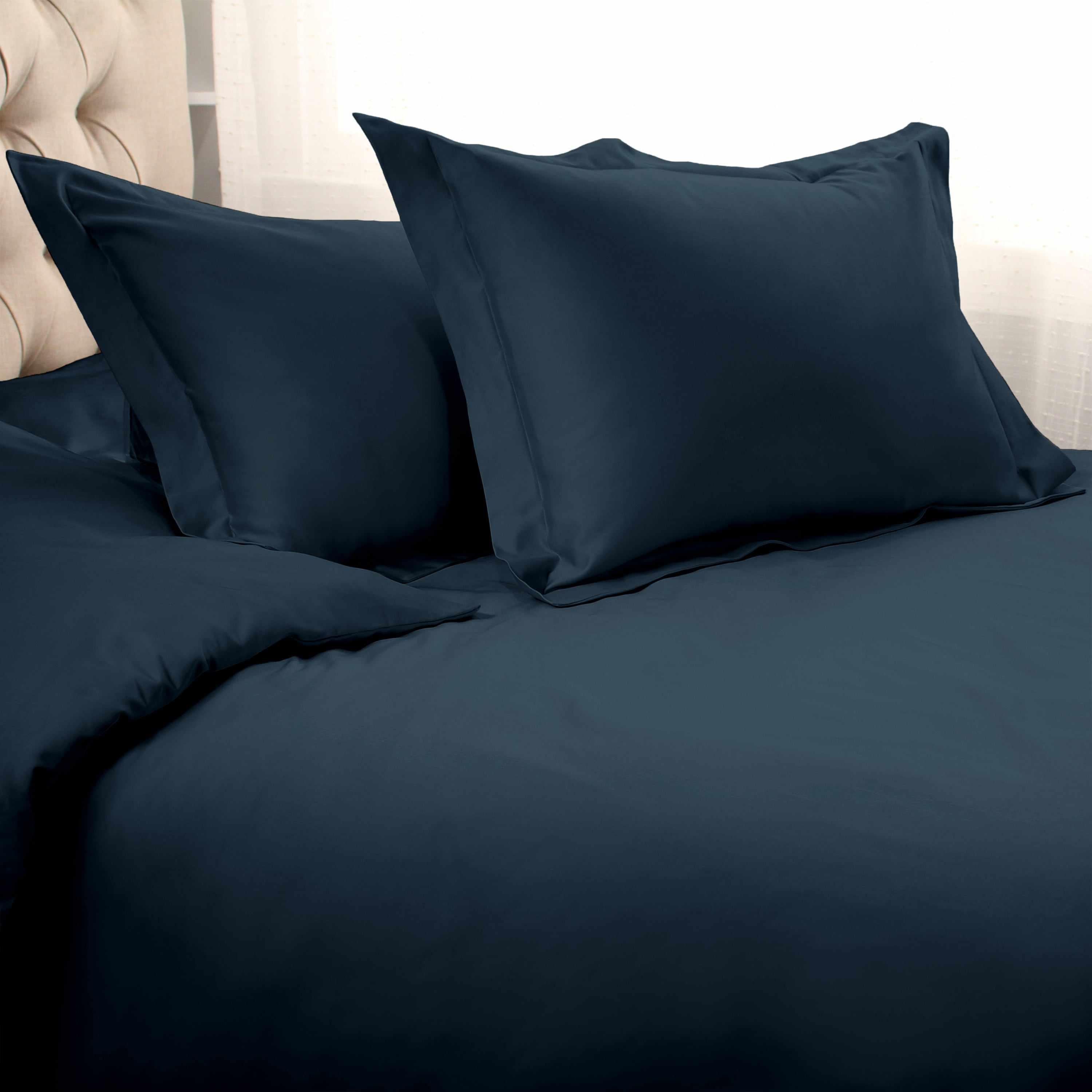 1000 Thread Count Egyptian Cotton Solid Duvet Cover Set - Luxury Bedding for Master Bedroom & Guest Room - Soft Breathable Duvet Cover for All Seasons