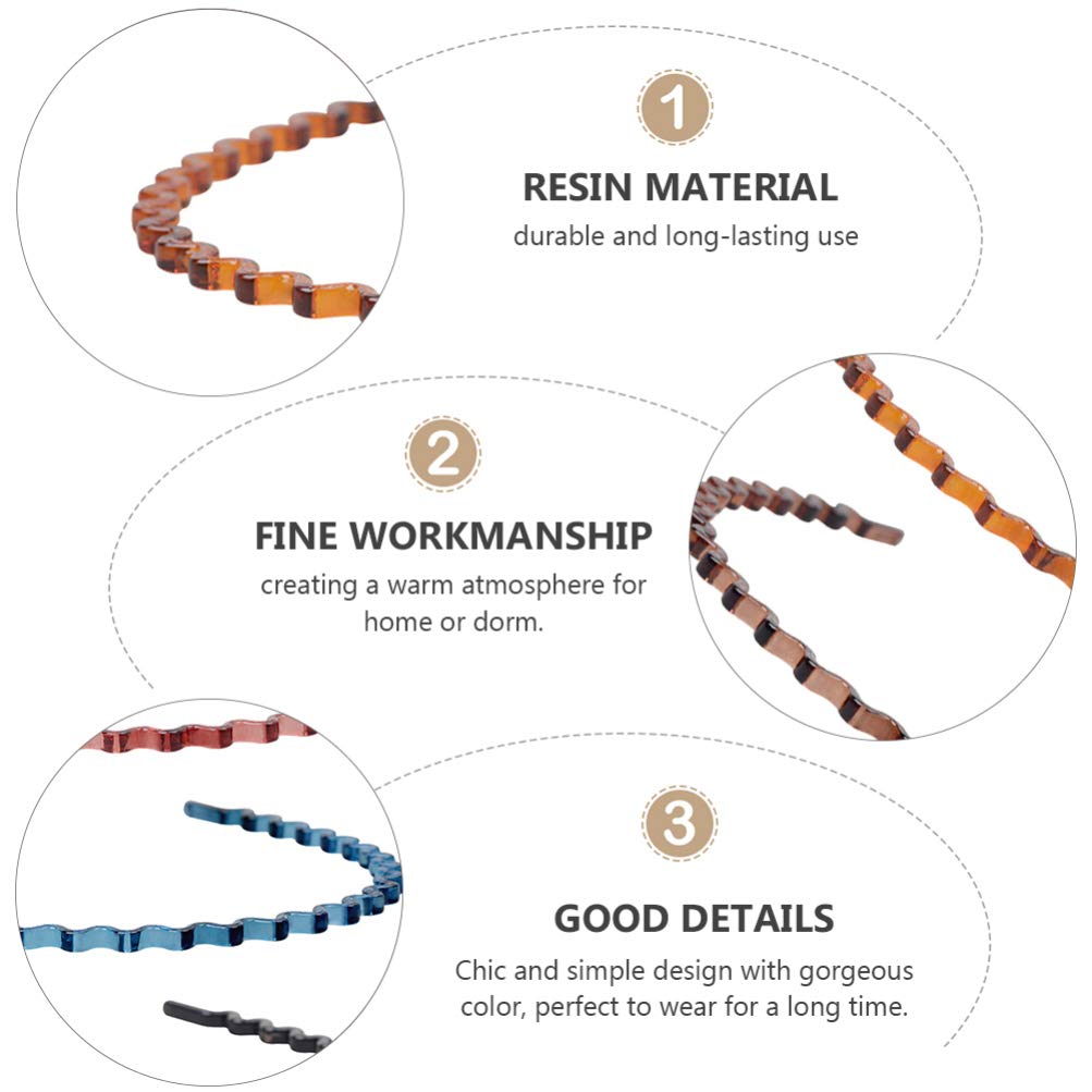 6-Pack Metal Headbands for Men & Women - Wavy Hair Hoops, Instant Noodle Hair Ties, Wash Headbands - Durable Plastic Yoga Hair Accessories for Sports, Workouts, and Everyday Use