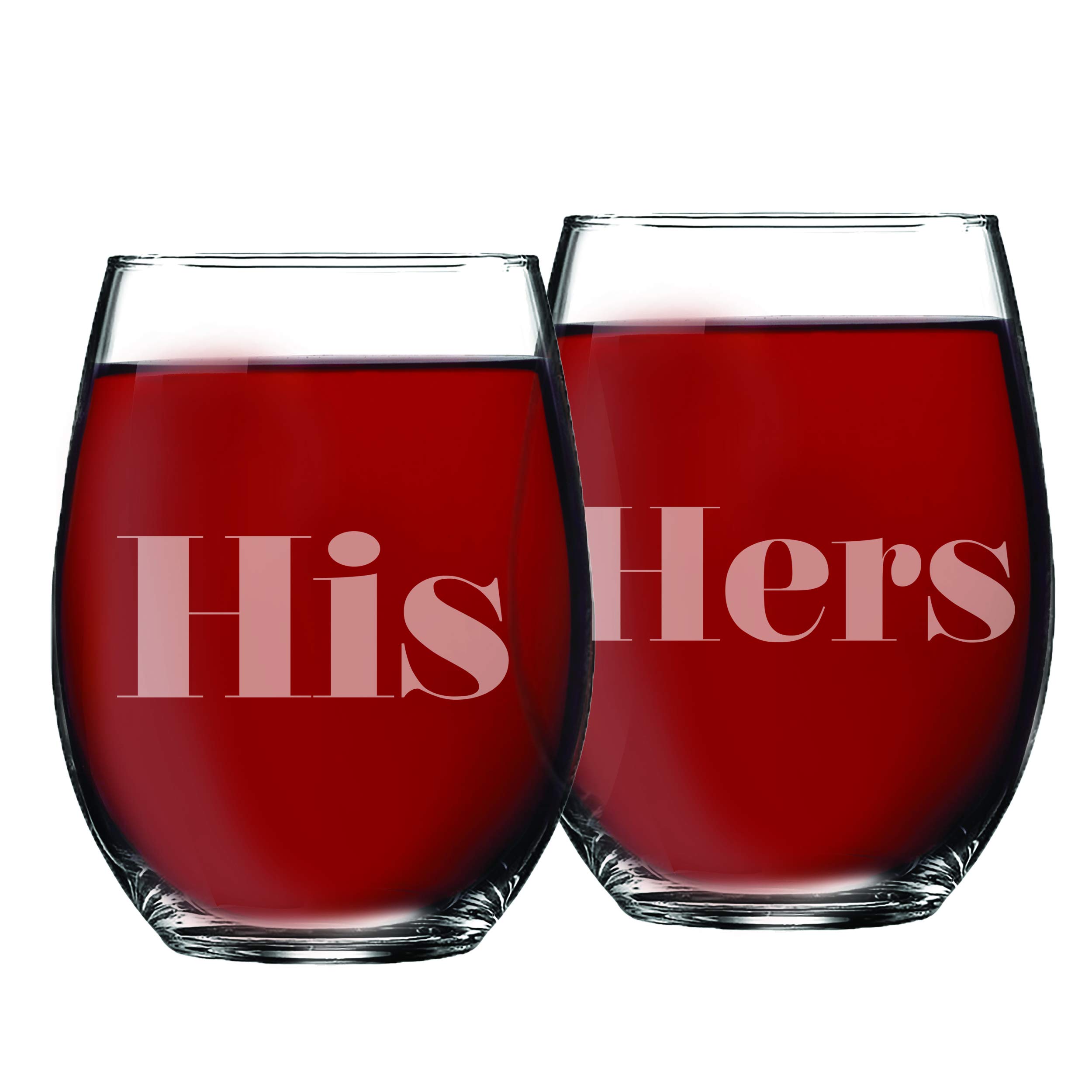 His and Hers Whiskey Glasses Set of 2 - Romantic Couple Gift for Anniversary, Wedding, Valentine's Day - Stemless Wine Glasses, Coffee Mugs & Beer Cups - Perfect for Date Nights, Romantic Dinners & Couple's Toast