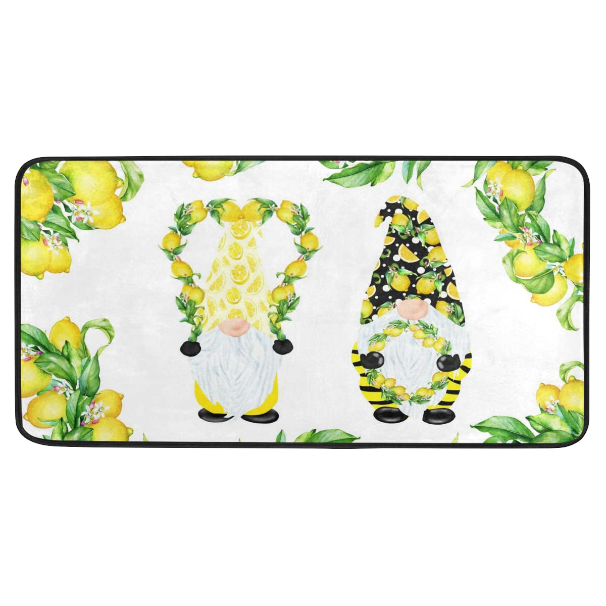 ALAZA Non-Slip Lemon Kitchen Rug - Yellow Lemon Gnome Bath Runner Mat for Bathroom, Kitchen, Indoor Floors & Entryway (39x20 Inches) | Waterproof, Anti-Fatigue Floor Mat for Home Decor & High Traffic Areas