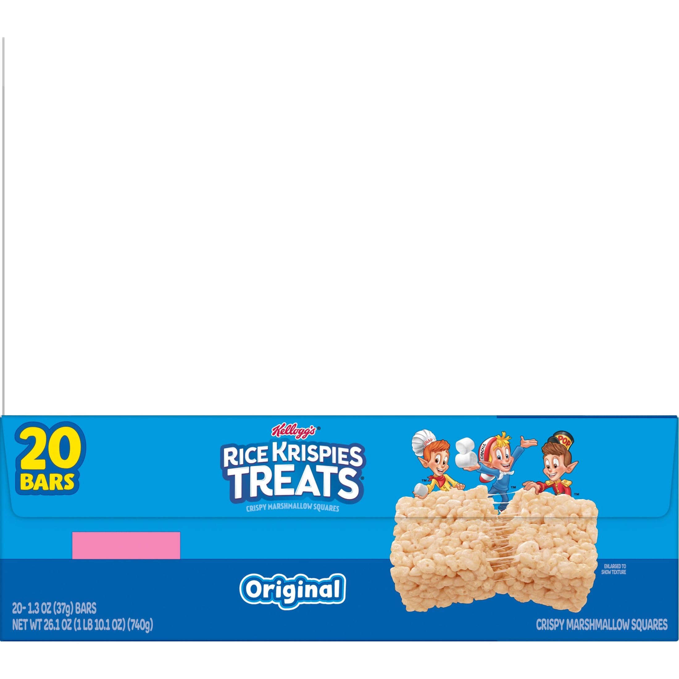 Original Rice Krispies Treats Marshmallow Snack Bars - 26oz Box (20 Count) - Crunchy Sweet Lunch Snacks for Kids & Adults - Perfect for School Lunches, Office Breaks & After-School Treats