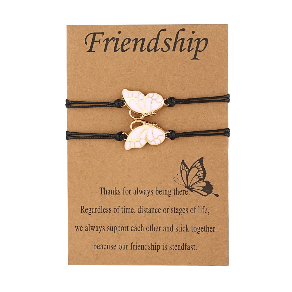 Best Friendship Bracelets for 2 Girls - BFF Long Distance Matching Butterfly Bracelets Set, Cute Gifts for Women Friends, Birthday Presents for Her - Perfect for Sisterhood, Bestie Gifts & Long-Distance Connections