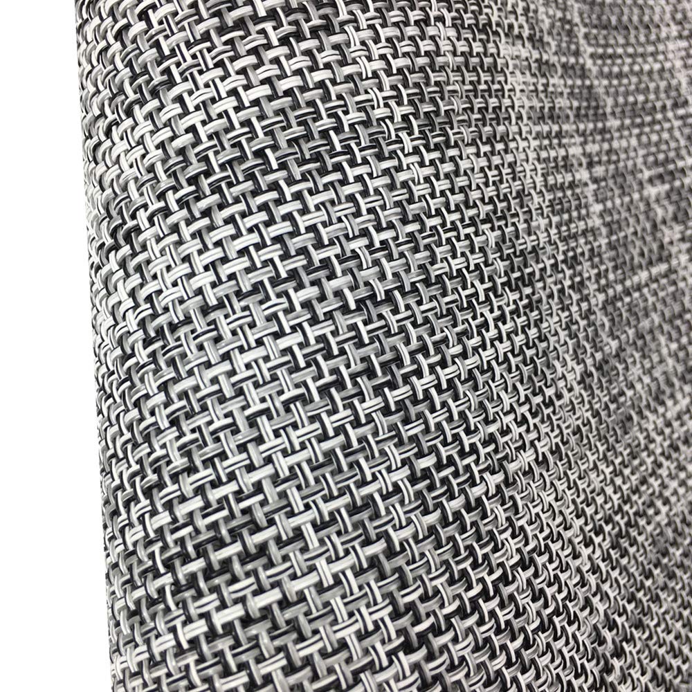 Non-Slip Vinyl Placemats Set of 4 - Heat-Resistant Woven Round Table Mats for Dining - Easy to Clean & Washable (Gray) - Perfect for Everyday Meals, Dinner Parties & Outdoor Picnics