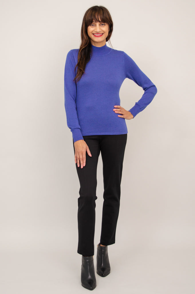 Cameron Sweater for Women - Soft Bamboo Cotton Blend, Deep Blue Cozy Pullover - Perfect for Casual Outings & Relaxing at Home
