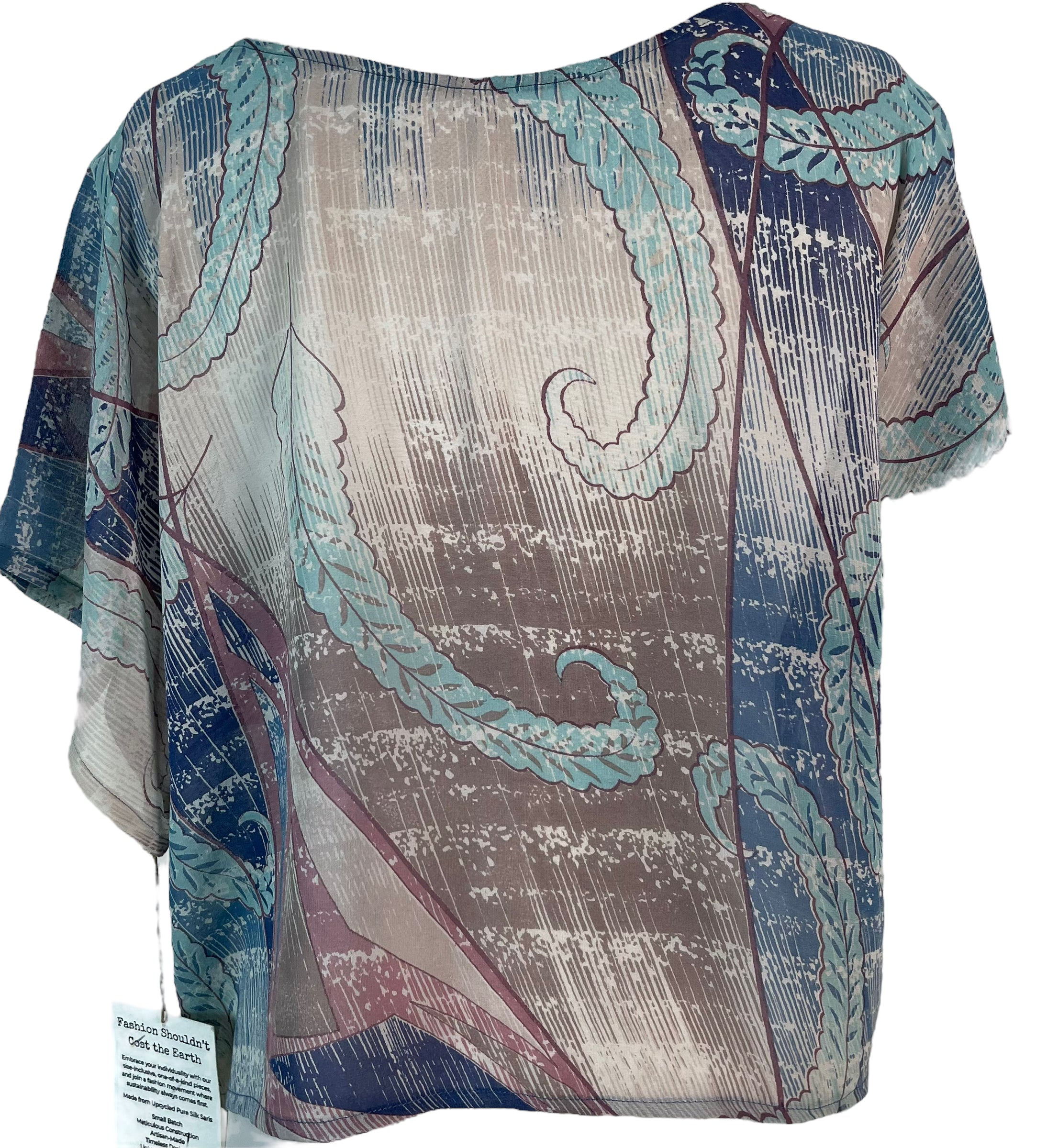 PRG6222 Women's Sheer Avatar Pure Silk Boxy Top Blouse - Elegant Loose Fit Silk Shirt for Casual Wear, Office & Special Occasions