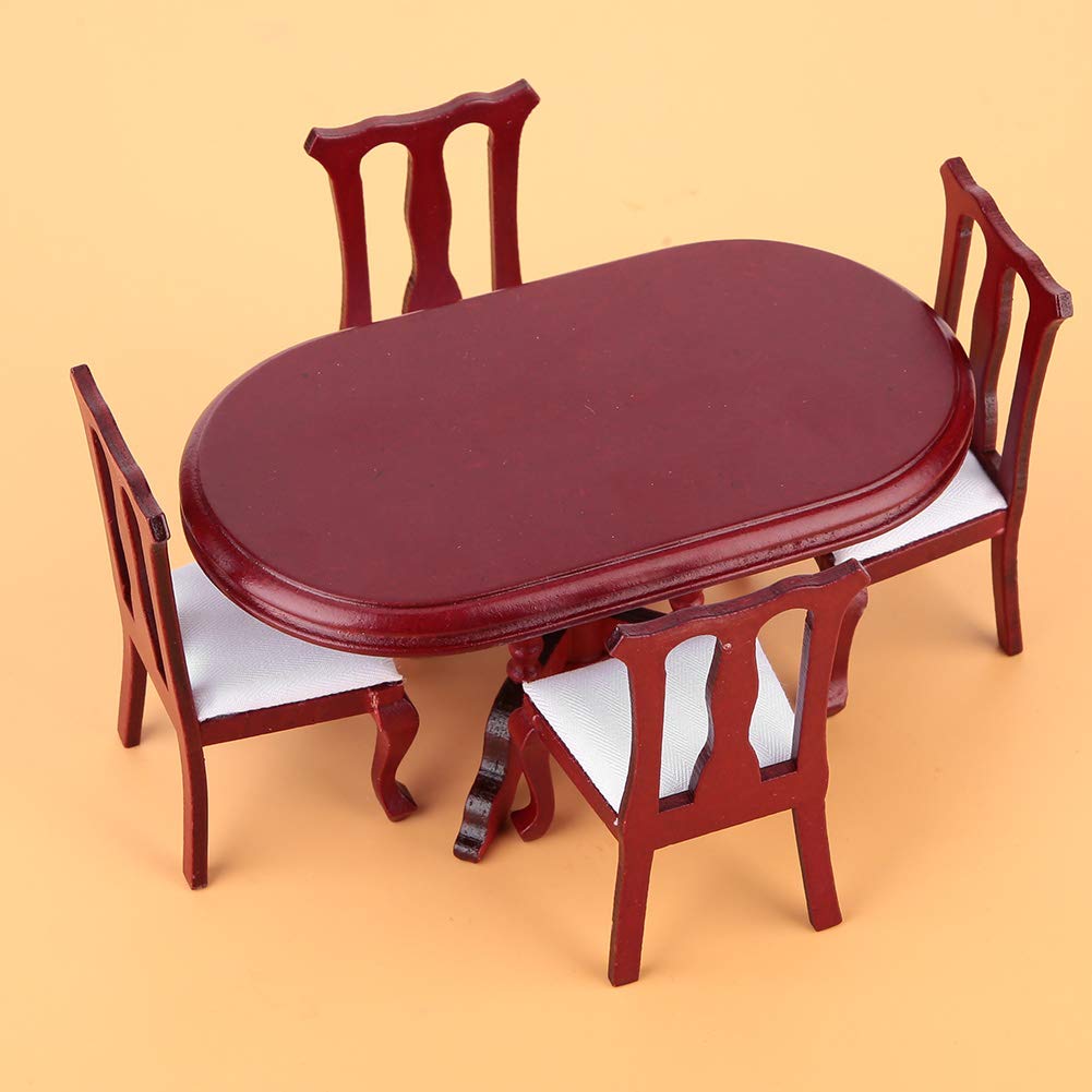 1:12 Miniature Dollhouse Table & Chair Set - Doll House Kitchen Furniture Accessories for Kids & Collectors | Perfect for Dollhouse Decor, Playroom Setup & Miniature Scenes