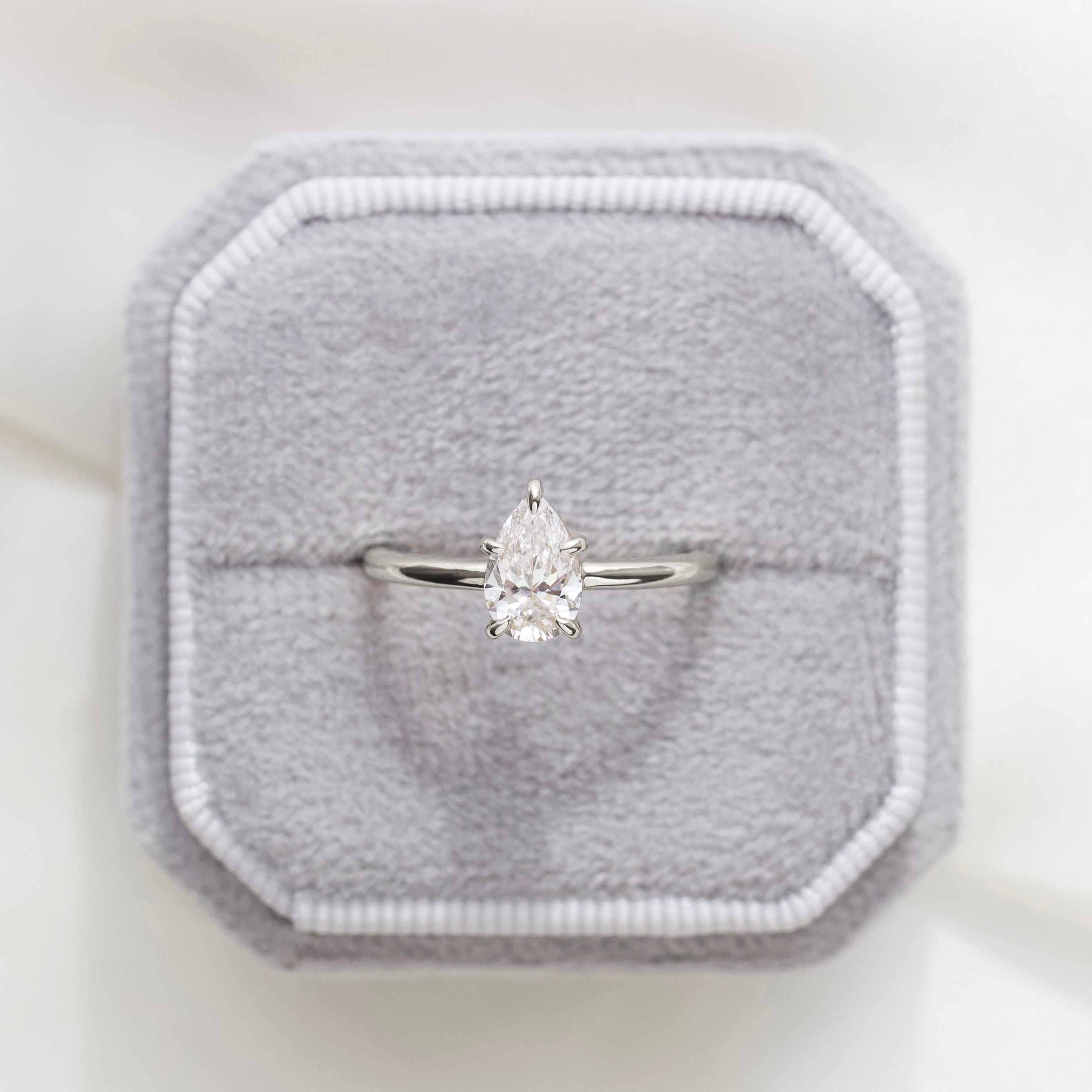 Isla Pear Solitaire Diamond Ring - 14K White Gold Pear Cut Engagement Ring for Women - Perfect for Proposals, Anniversaries & Special Occasions