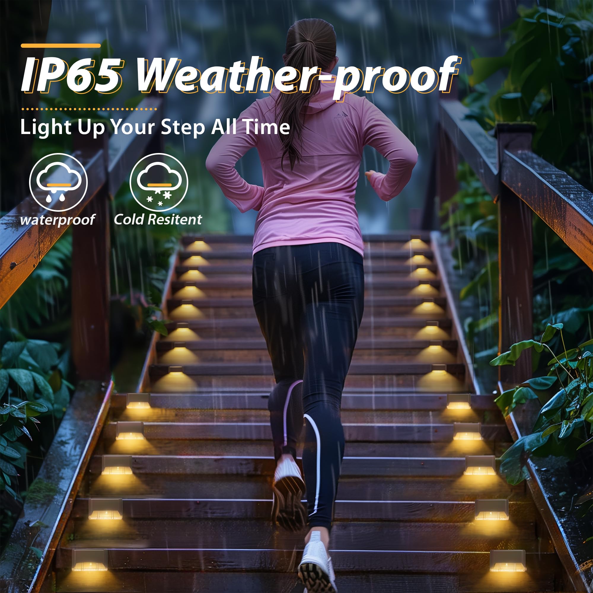 Otdair Solar Deck Lights - 16 Pack Waterproof LED Outdoor Step Lights for Stairs, Yard, Patio, Pathway & Garden - Warm White Lighting for Nighttime Safety & Ambience