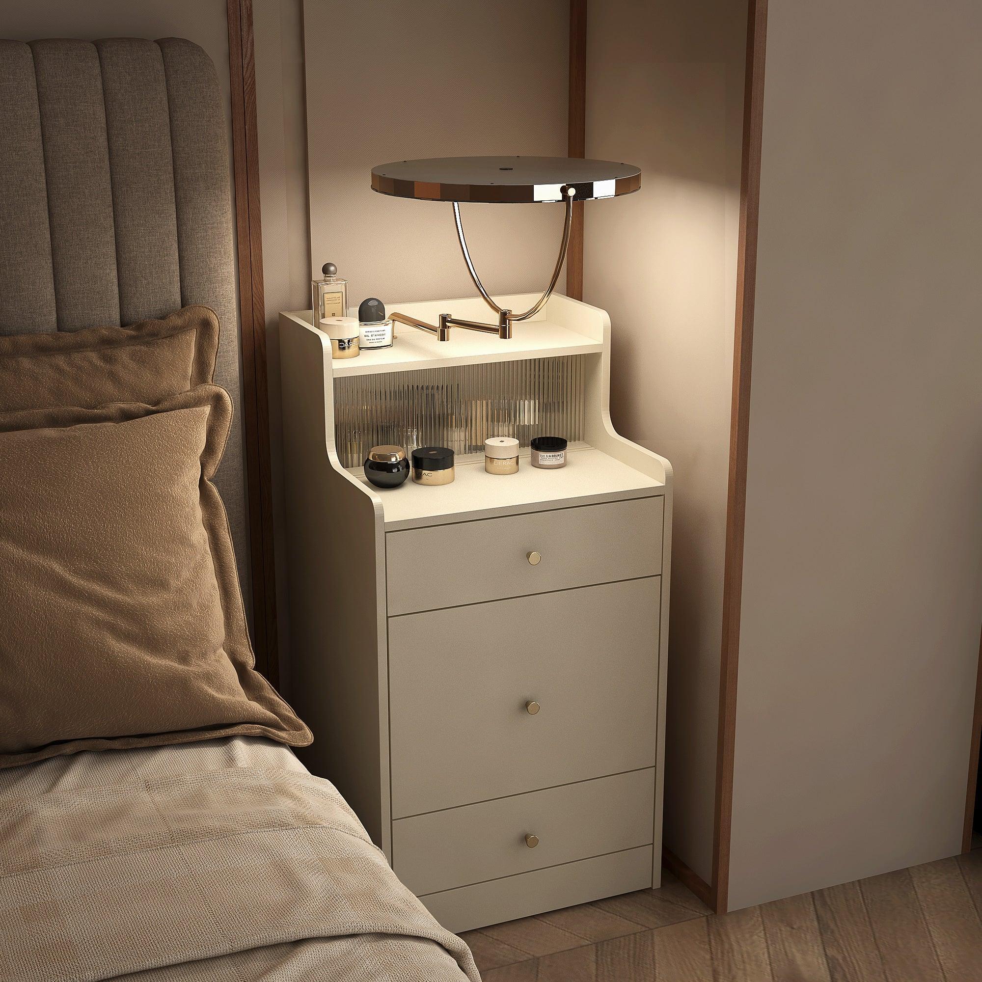 3 in 1 Vanity Desk with LED Mirror, 3 Drawers & Upholstered Stool - Compact Makeup Dressing Table with Lights for Bedroom, Bathroom & Dorm Room Organization