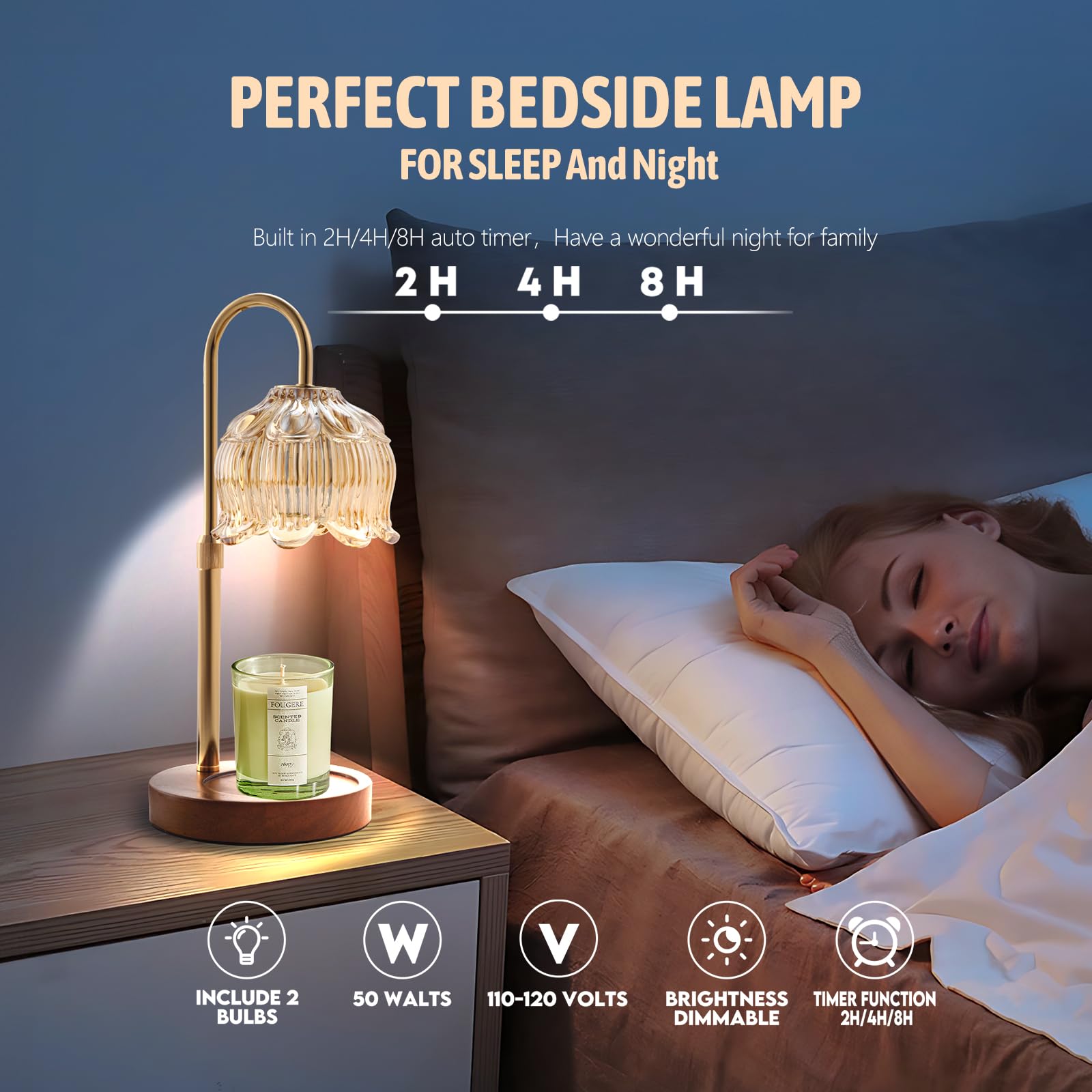GEEZO Electric Candle Warmer Lamp with Timer & Dimmer - Aromatherapy Fragrance Wax Melter for Home, Bedroom, Office | Perfect Christmas, Birthday, Housewarming Gift for Women, Mom, Friends | Creates Cozy Ambiance for Relaxation, Meditation & Romantic Nights