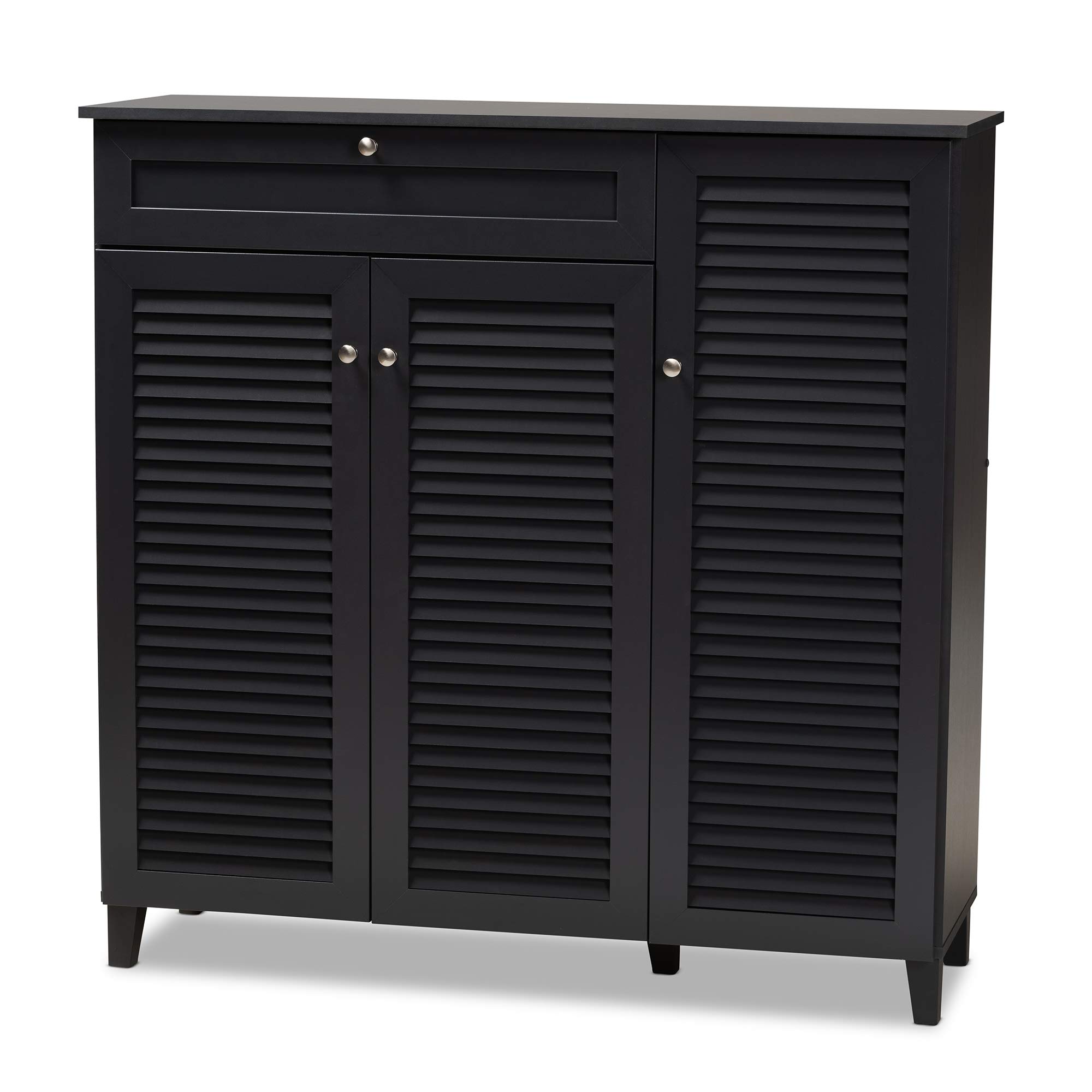 Baxton Studio Shoe Cabinet with Storage - Modern Gray Entryway Organizer for Shoes, Boots & Accessories | Perfect for Small Spaces, Hallways & Closets